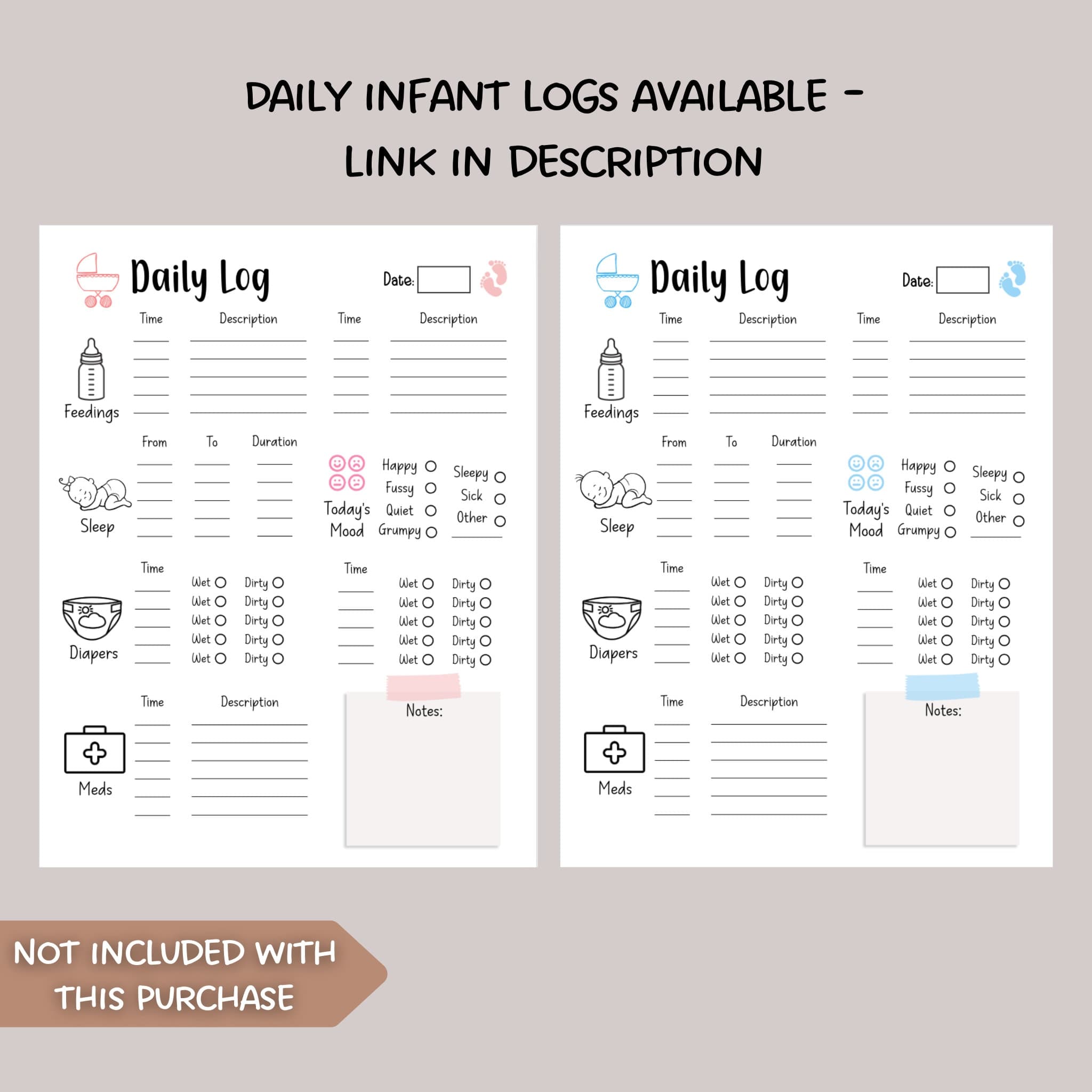 Daily Toddler Log Printable, Infant Toddler Daily Report, Nanny Log, Baby Schedule for Preschool/ Babysitter, Childcare Daycare Tracker Form - image 2