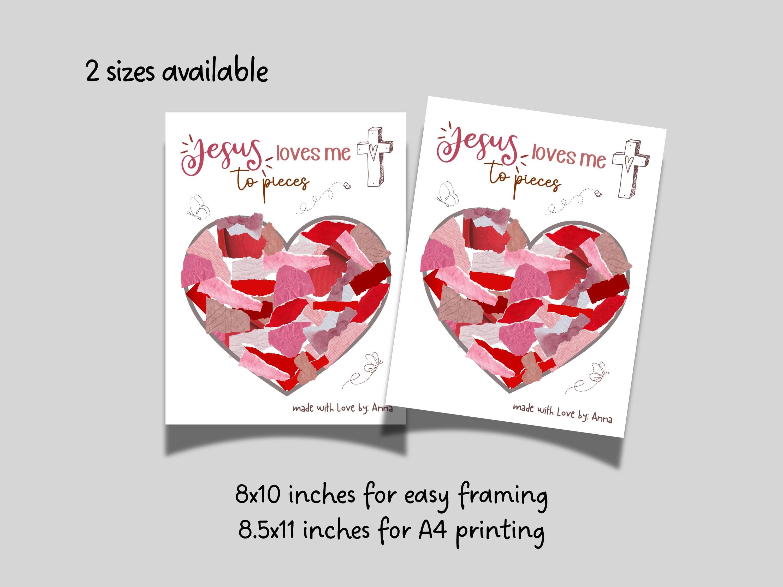Jesus Loves Me to Pieces Christian Craft Printable, Valentine’s Day Art for Sunday School, Baby Toddler Child Nursery DIY Activity Preschool - image 5