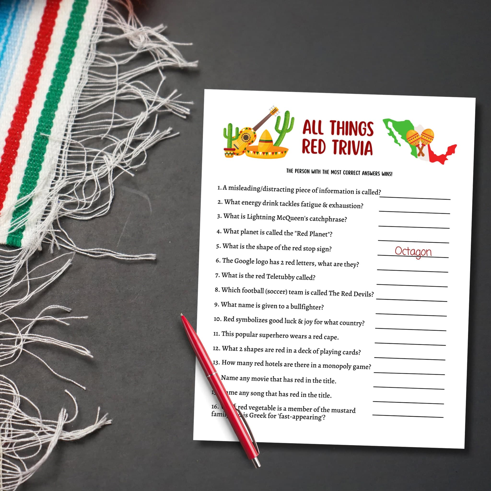 Cinco De Mayo Party Games Printable, Mexican Fiesta Games For Adults And Kids, Fun Family Group Games, Classroom Activity Game, Office Party - image 5