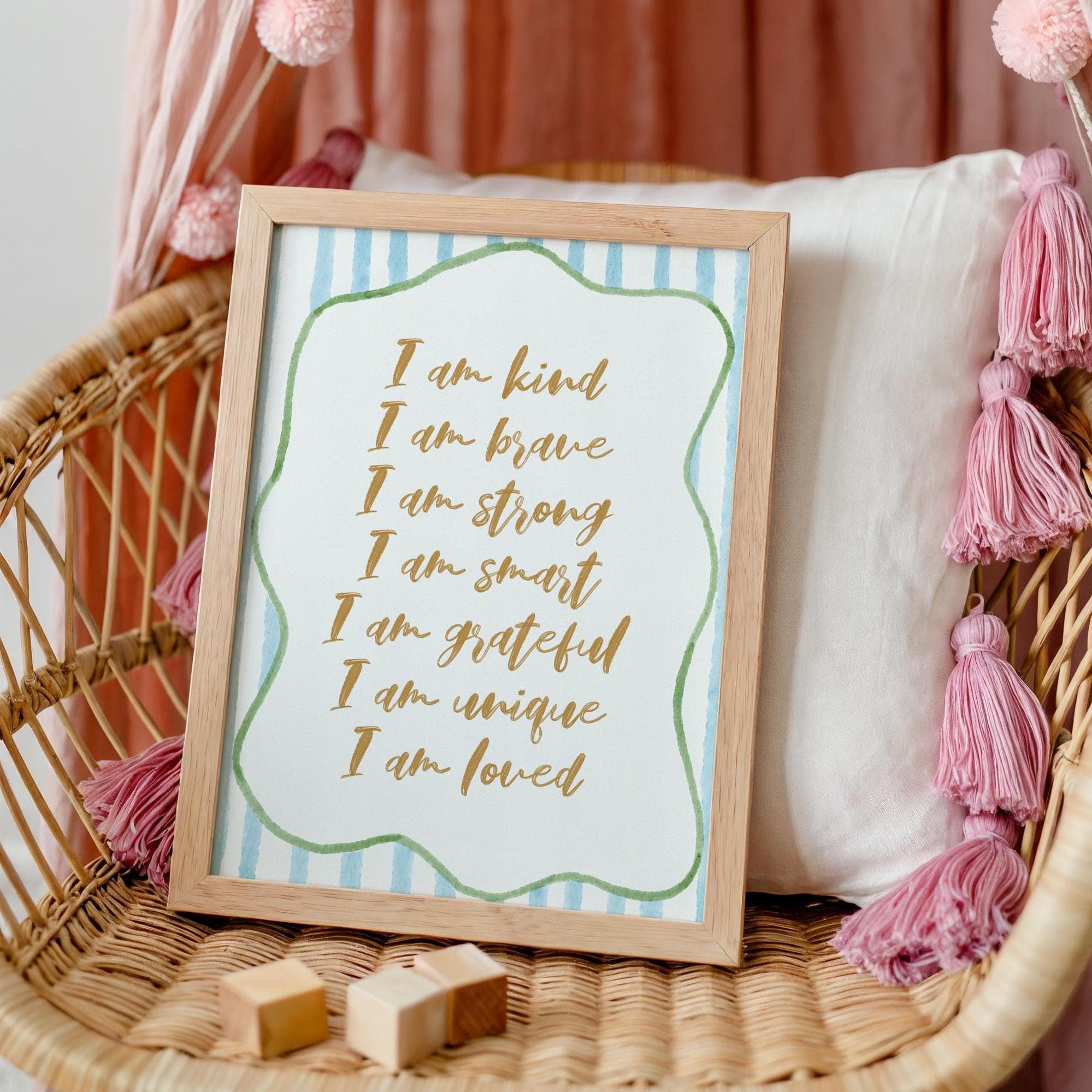 Kids' Affirmation Prints Boho Playroom Homeschool Decor Digital Download