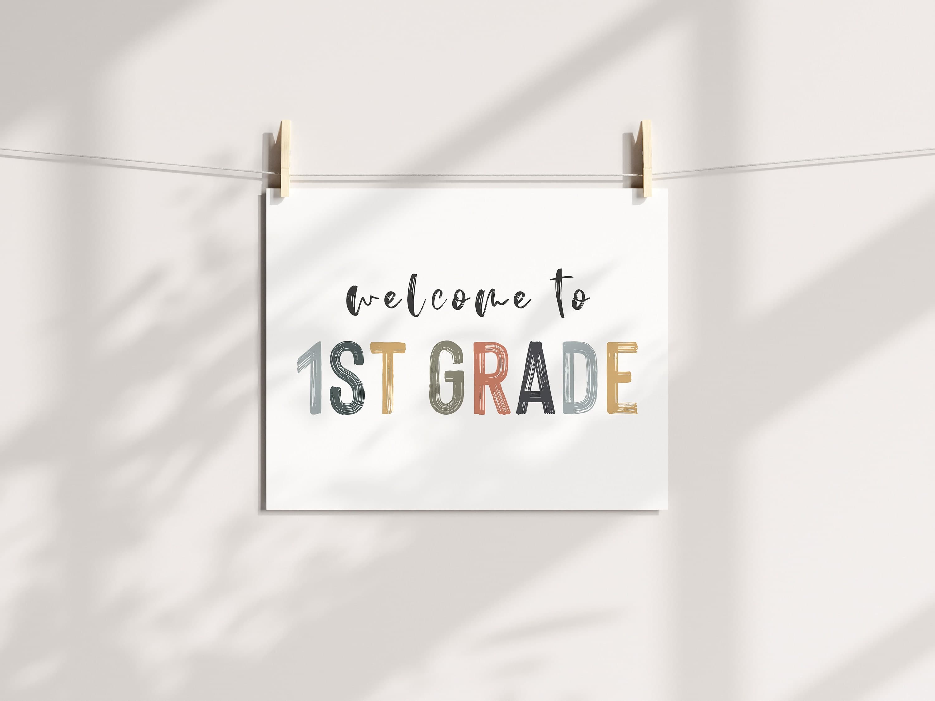 Welcome To First Grade Classroom Decor Posters Boho Rainbow Classroom Printable Welcome Back To School DIGITAL DOWNLOAD