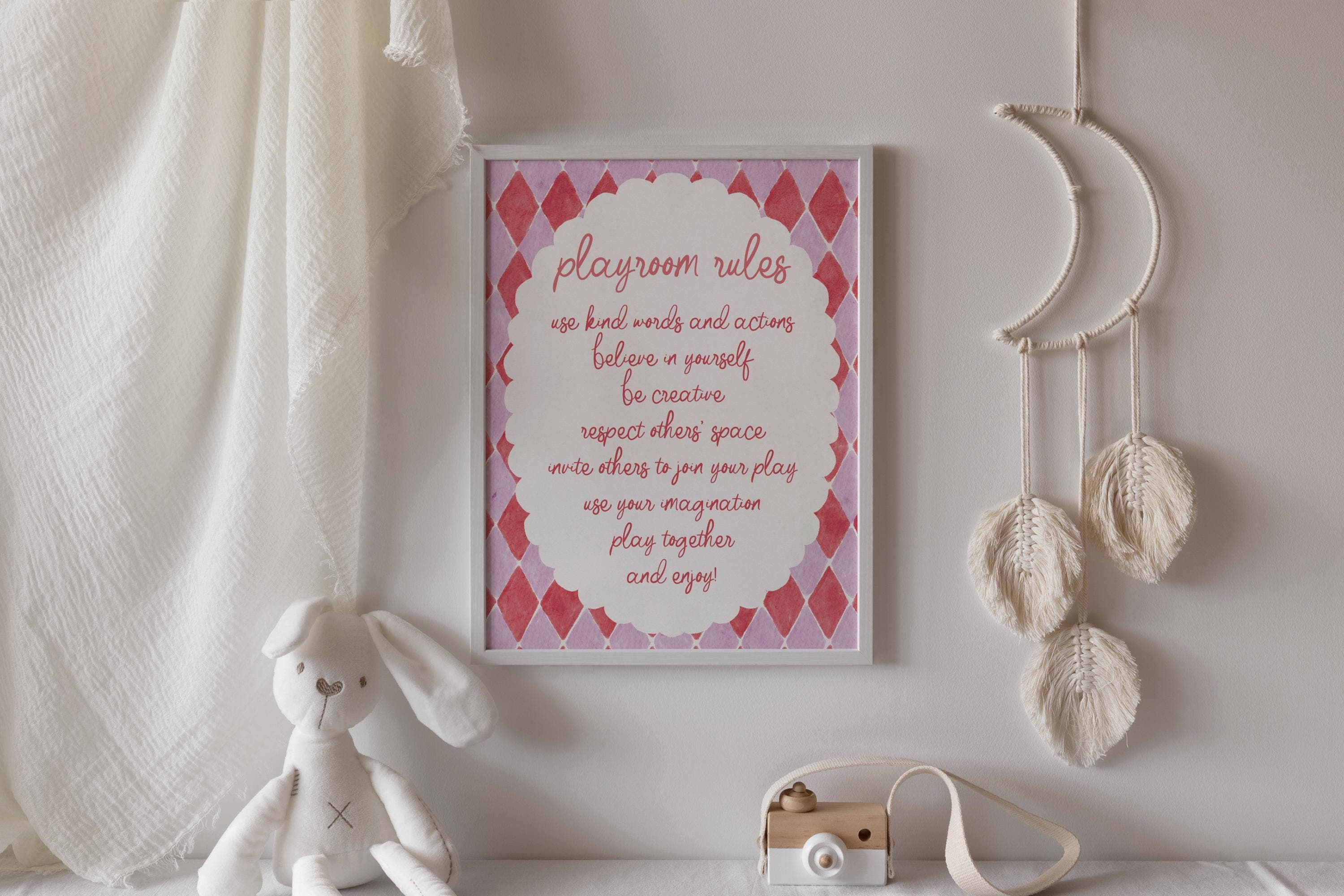 Whimsical Kids Room Rules Wall Art Girls Montessori Decor Creative Playroom Rules Sign for Children's Spaces Pink Kids' Room Rules Print - image 3