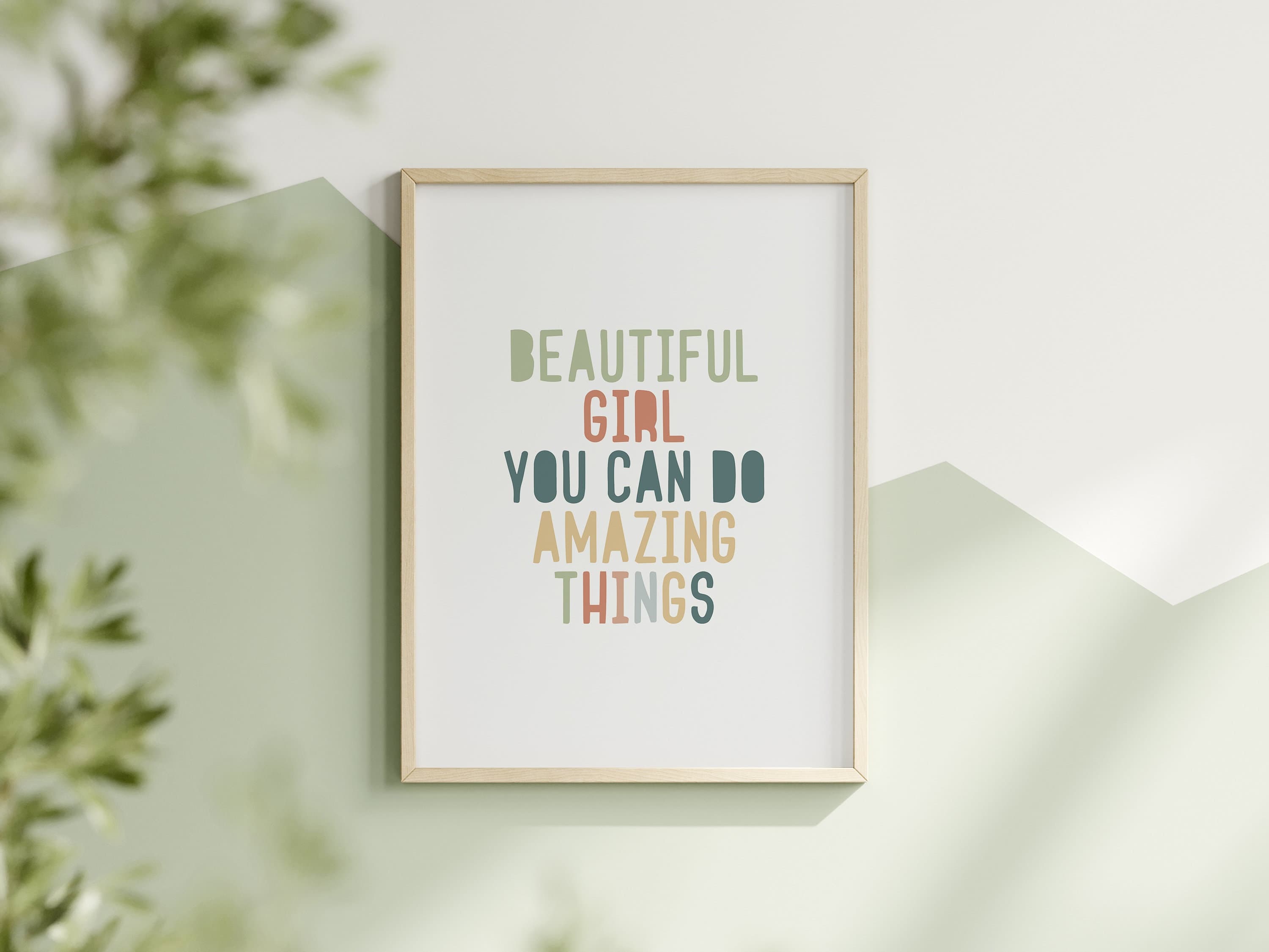 Inspirational Quote Decor Wall Art Printable for 'Beautiful Girl You Can Do Amazing Things' Digital Download