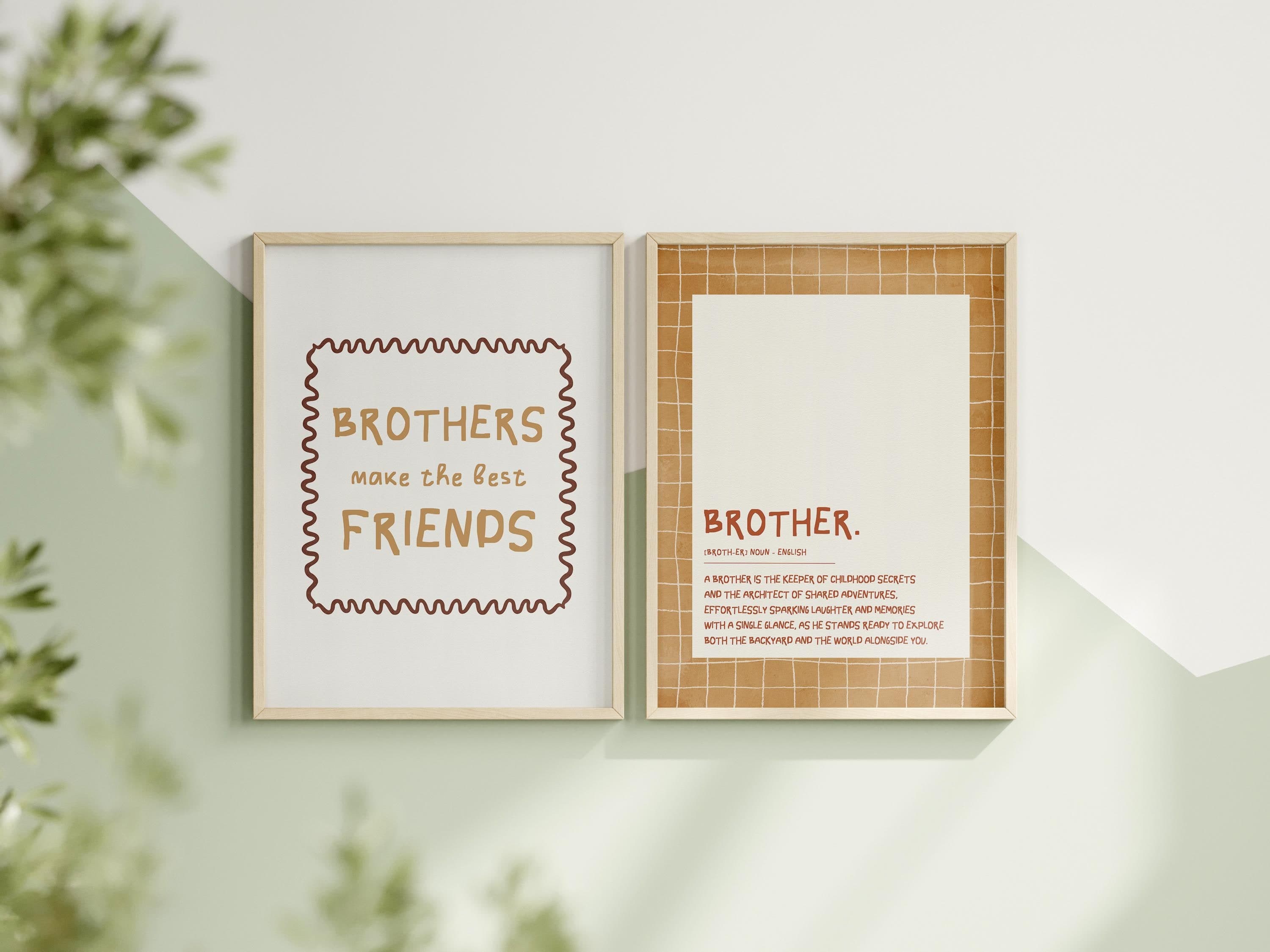 Whimsical Brotherly Love Definition Print Meaningful Wall Art for Brothers