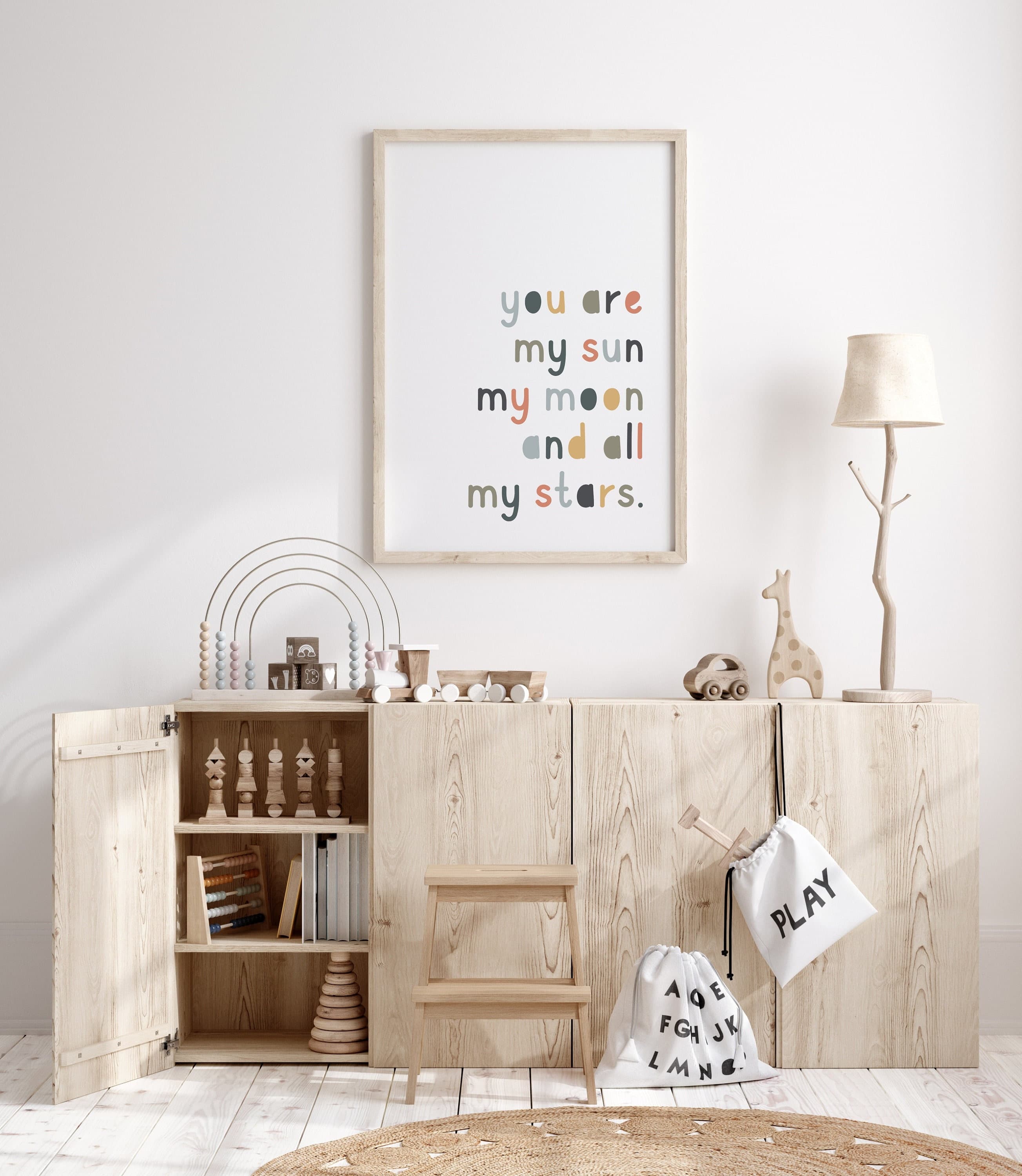 You are my sun my moon and all my stars Neutral Colour Decor Nursery Room Wall Art Playroom Boho Girl Room Printable - image 4