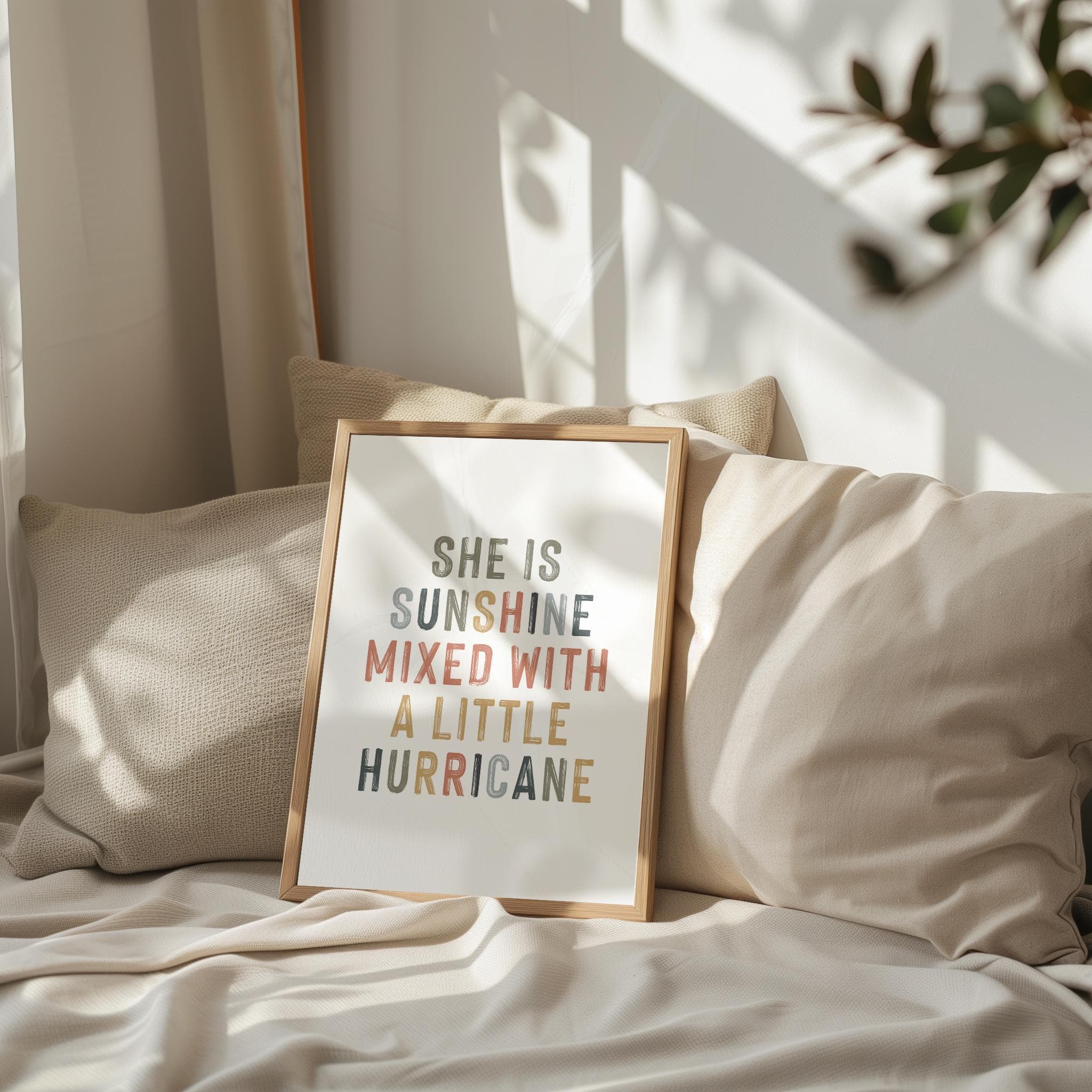 Boho Chic Art Print: She is Sunshine & Hurricane Typography Poster - Motivational Decor Feminist Quote Wall Art Empowering Quote Print