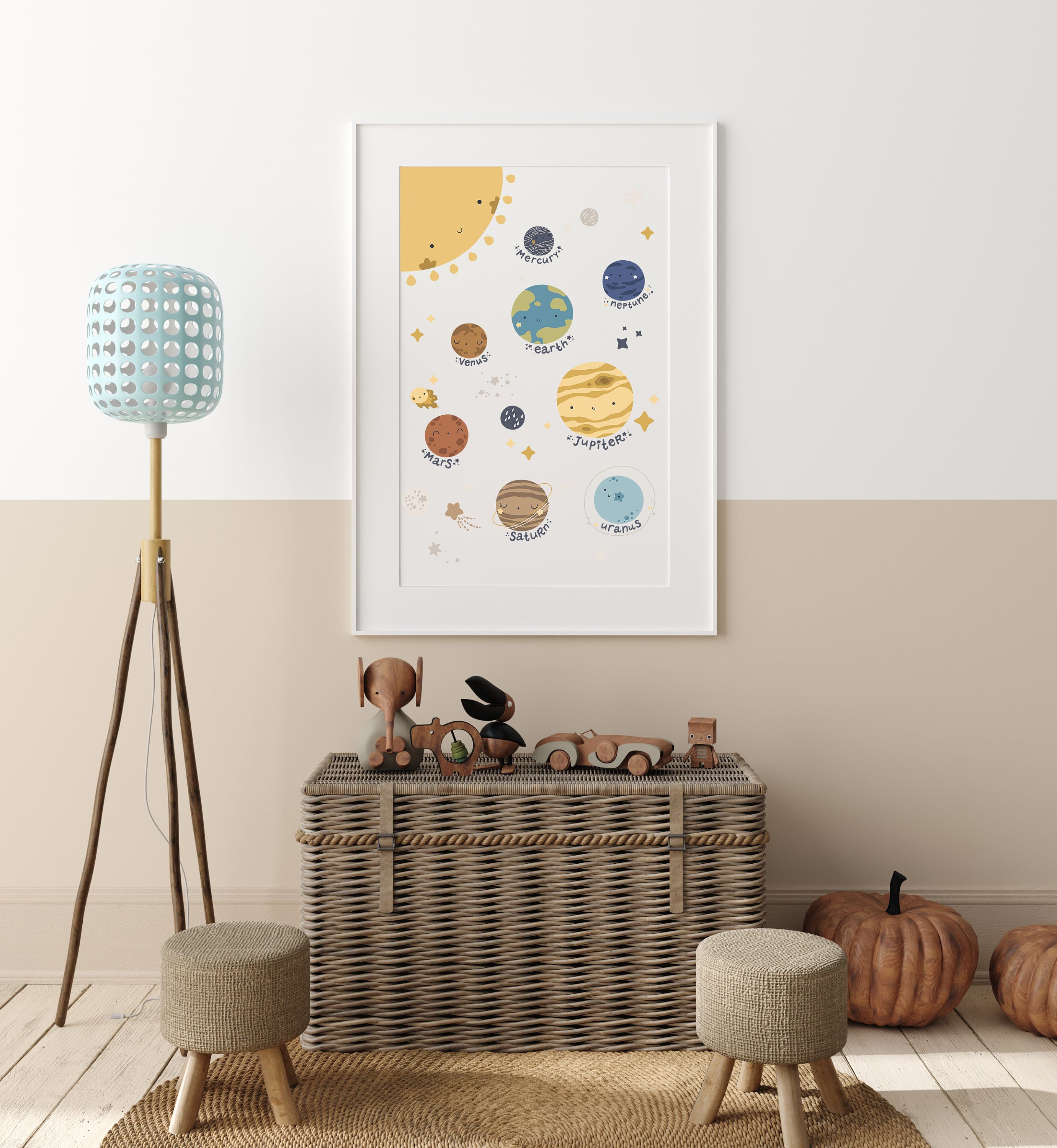 Solar System Print Learning Planets Space Nursery Poster Educational Homeschool Print Educational Playroom Decor - image 3