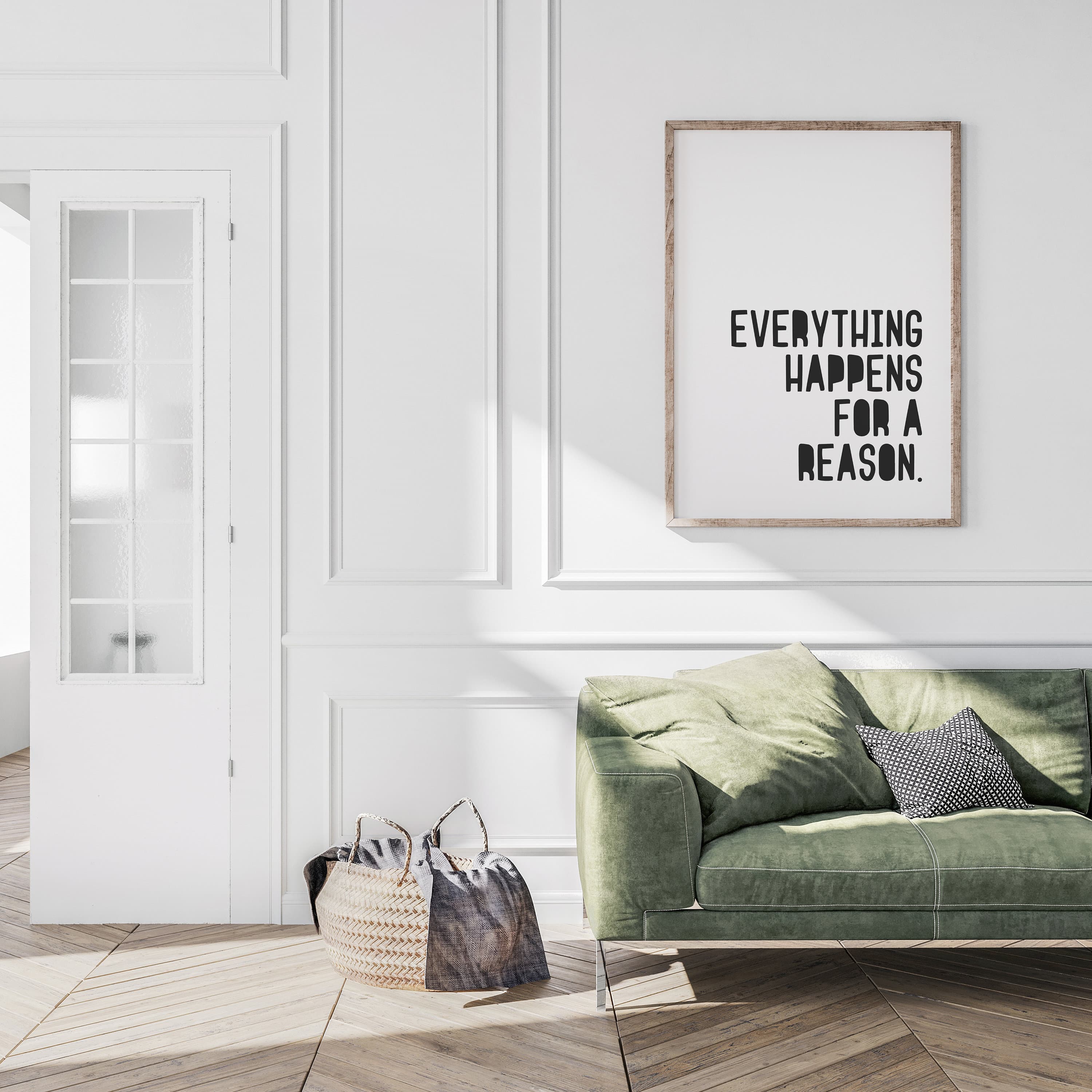 Everything Happens for a Reason Printable Black and White Typography Art Quote Print - image 5