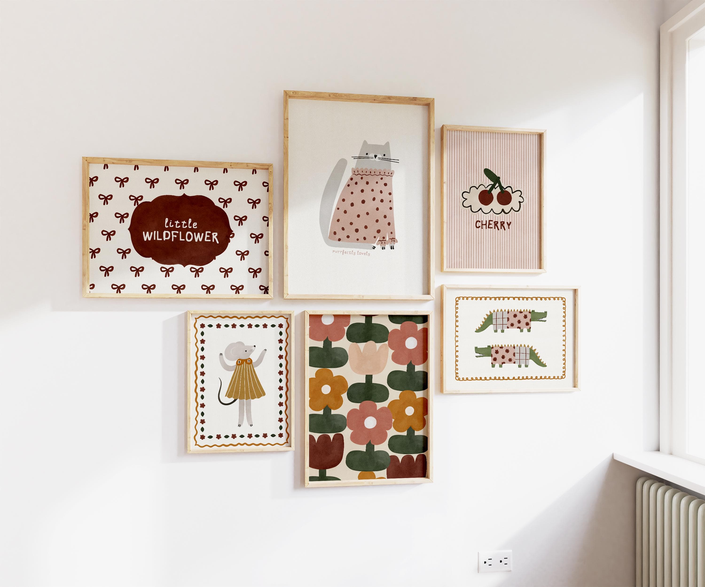Adorable Girls Room Wall Gallery Children's Room Decor Set of 6 Art Prints Colorful Kids Room Decor Wall Gallery Art Prints for Girls Room