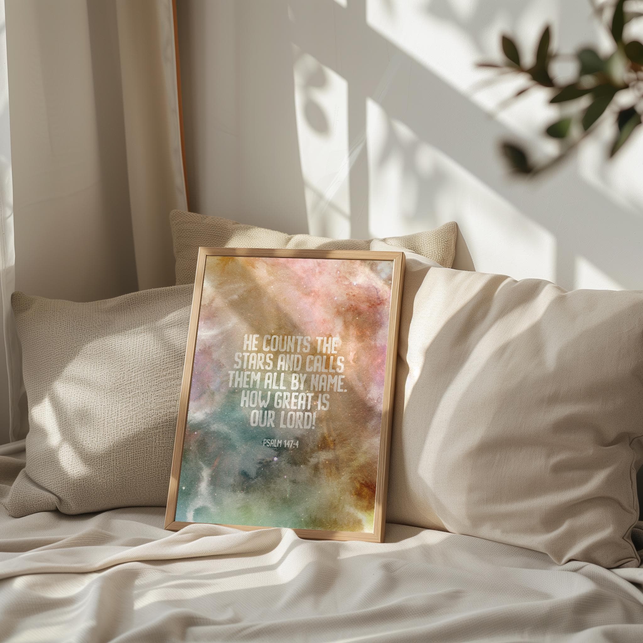 Psalm 147 4 Kids Room Printable Wall Art Bible Verse Space Nursery Decor Girls Bedroom Decor Toddler Room Decor RAINBOW Sky