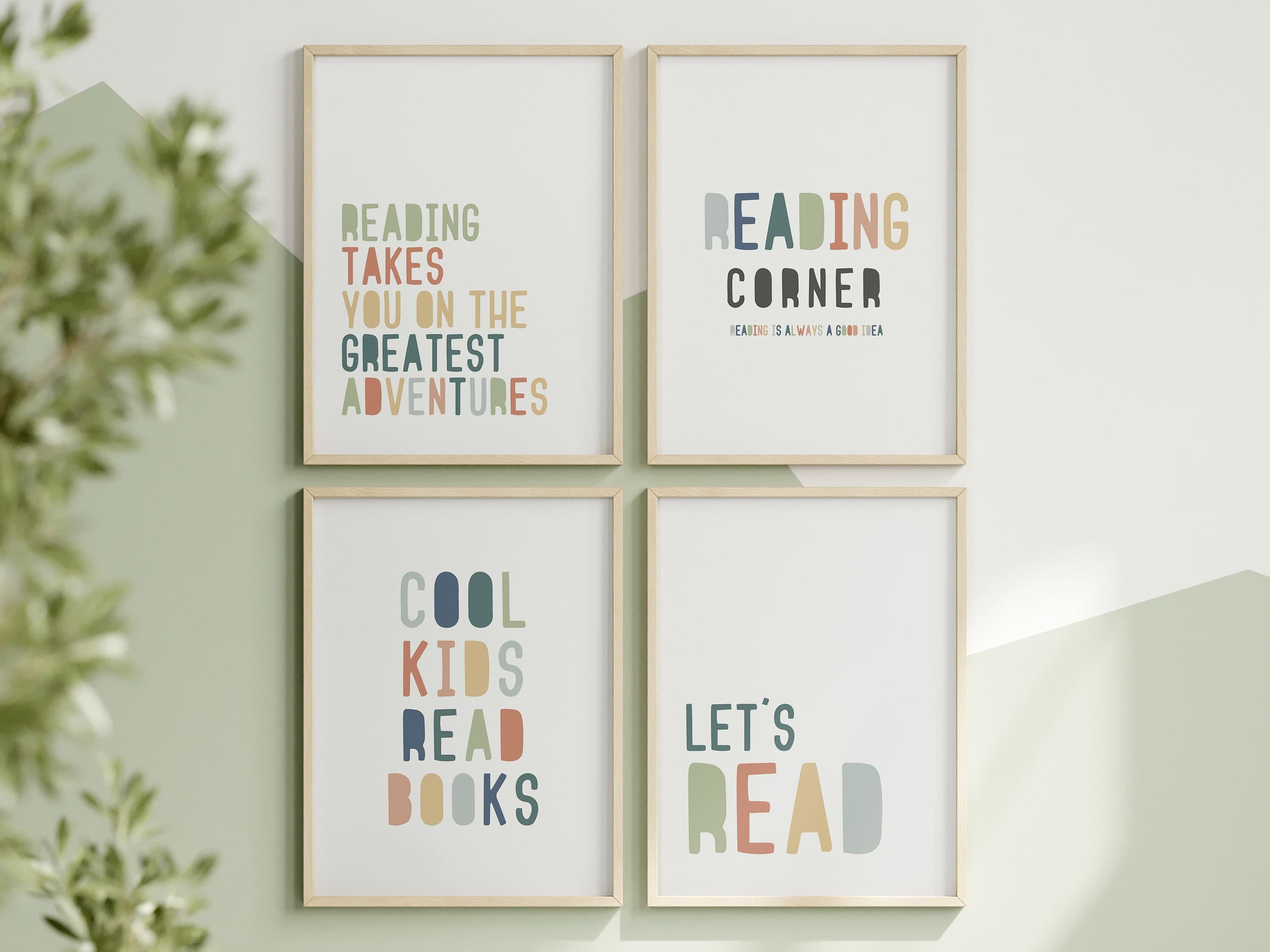 Cozy Reading Corner Decor Set of 4 Wall Art Prints for Kids Room Whimsical Reading Corner Wall Art Set Reading Nook
