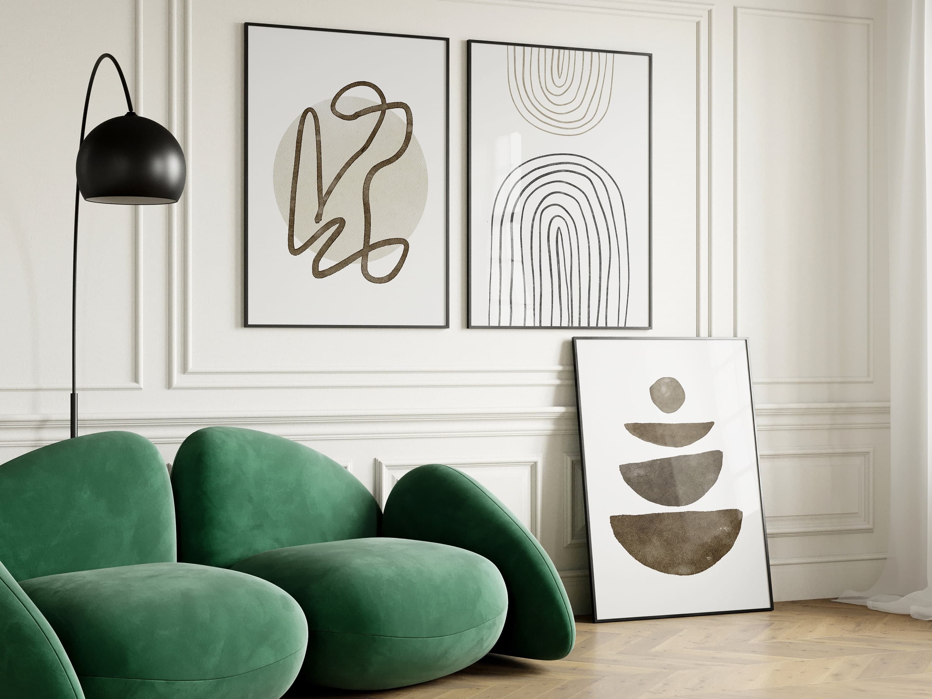 Minimalist Abstract Wall Set of 3 Mid Century Modern Art Print Living Room Wall Decor - image 3