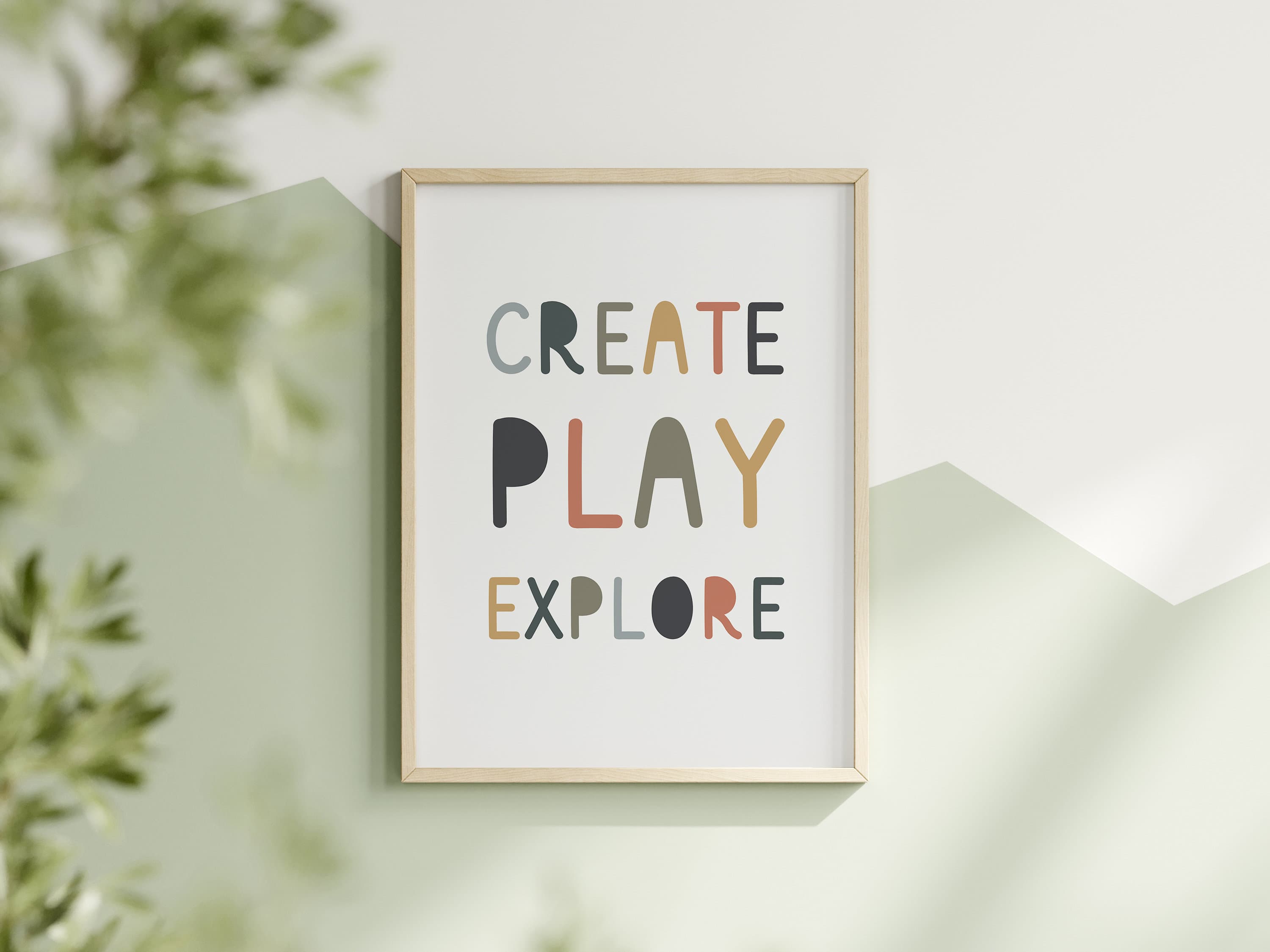 Create Play Explore Sign Kids Room Wall Art Playroom Decor Gift for Kids Montessori Playroom