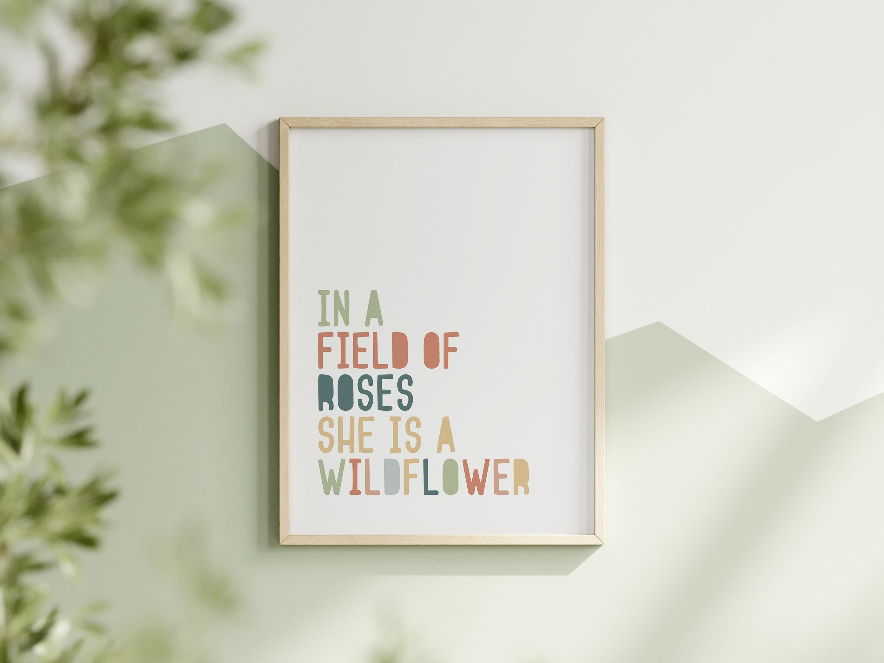 Wildflower Nursery Quote Art Girls Room Printable Decor Floral Baby Wall Art Digital Download Whimsical Home Decor