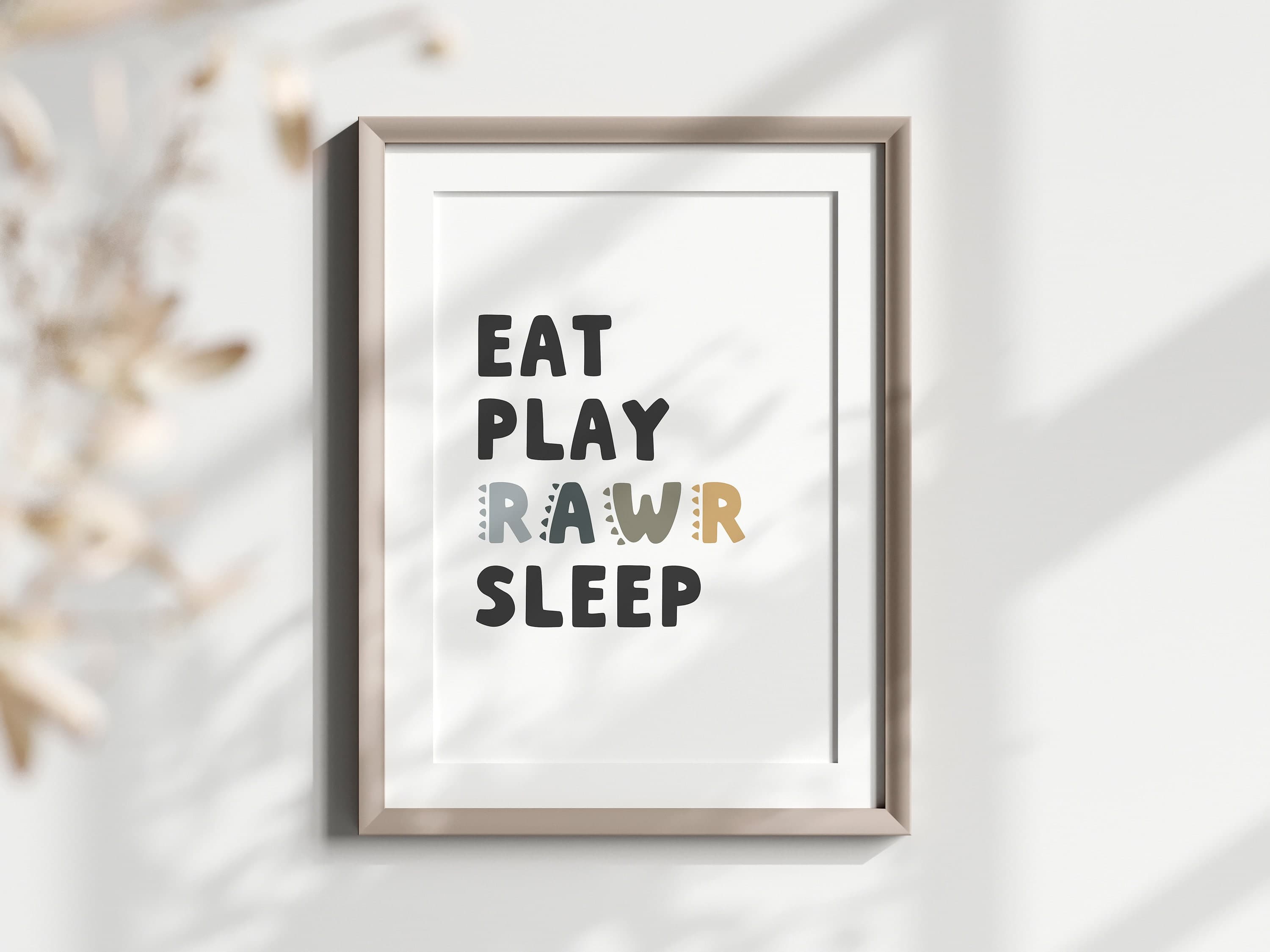 Eat Play Rawr Sleep Dinosaur Kids Room Decor Nursery Dino Printable for Boys Digital Download