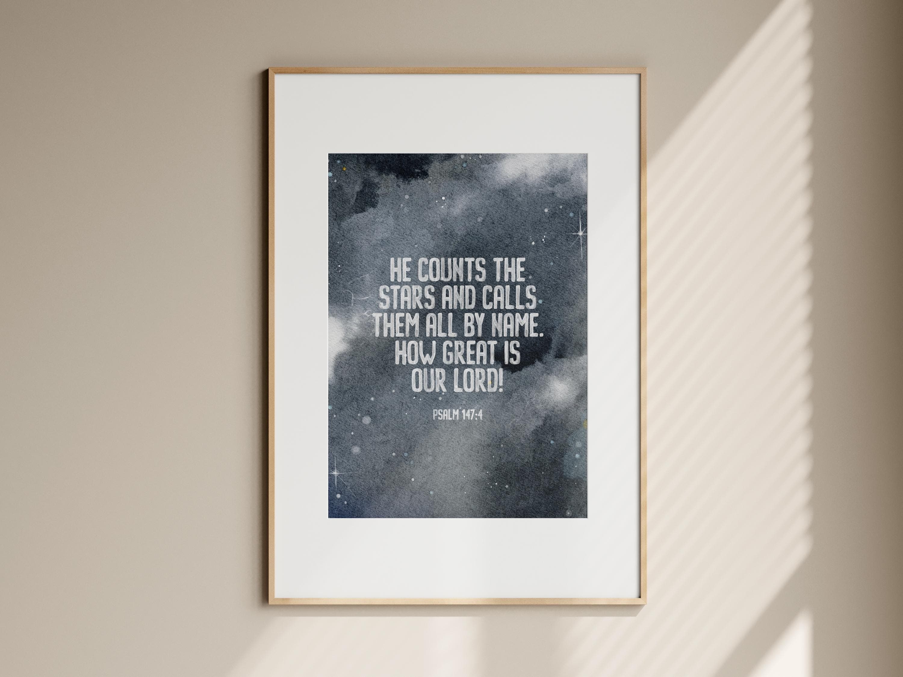 Psalm 147 4 Kids Room Printable Wall Art Bible Verse Space Nursery Decor Boy Bedroom Decor Toddler Room Decor Dark Sky - image 3
