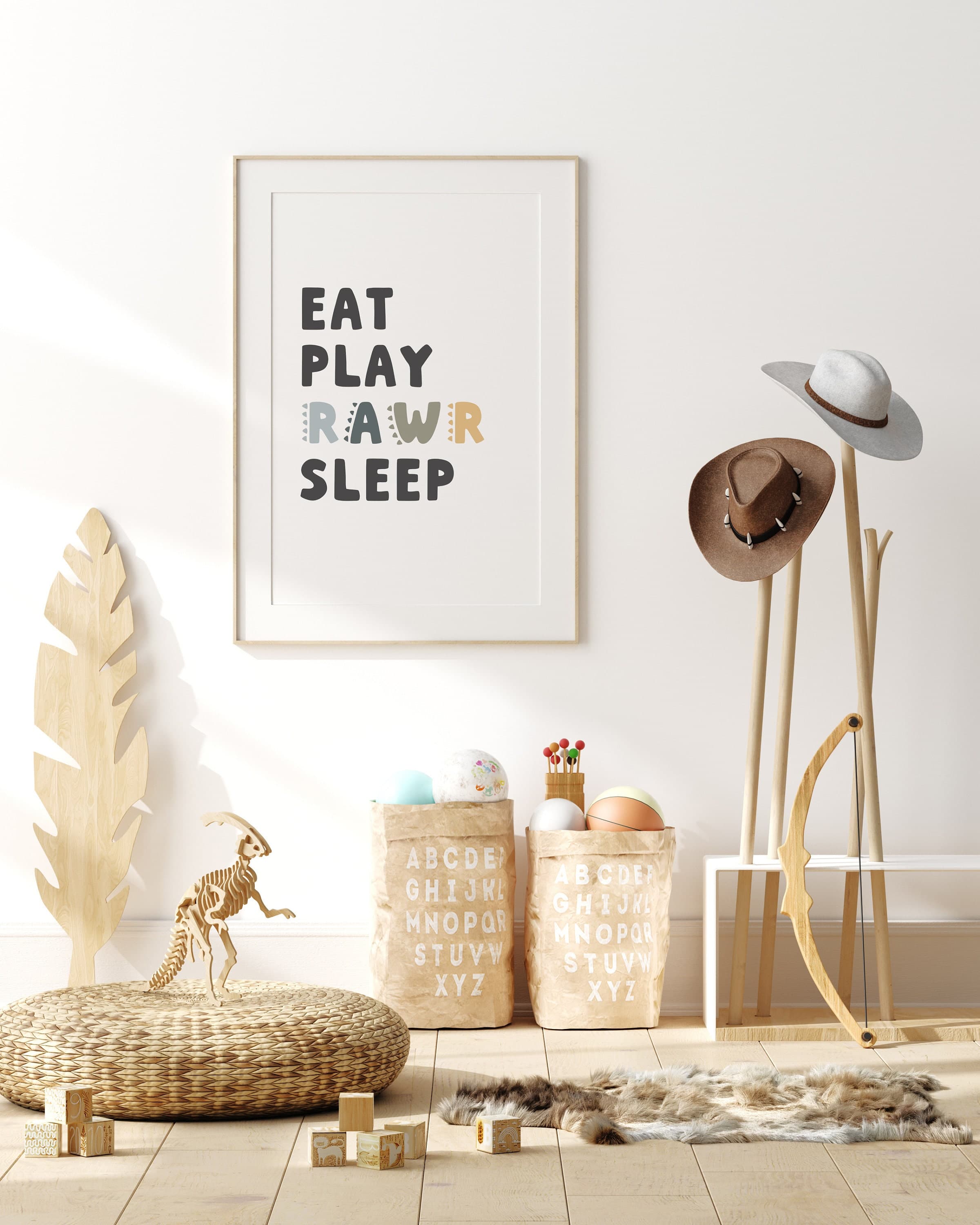Eat Play Rawr Sleep Dinosaur Kids Room Decor Nursery Dino Printable for Boys Digital Download - image 5