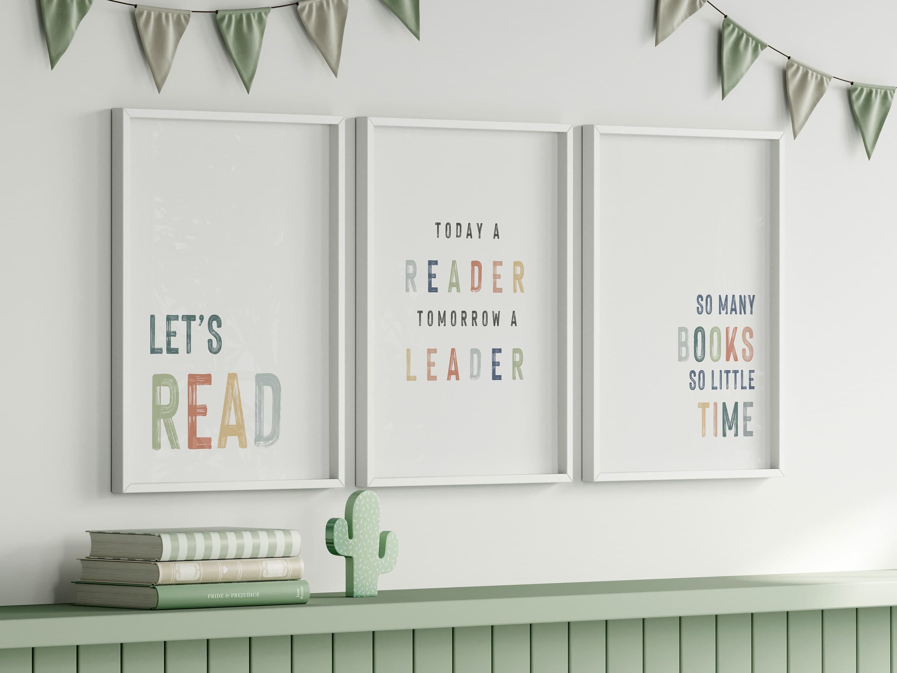 Colorful Reading Nook Set Pastel Rainbow Wall Art for Children's Room Decor Dreamy Set of 6 Reading Corner Art - image 4