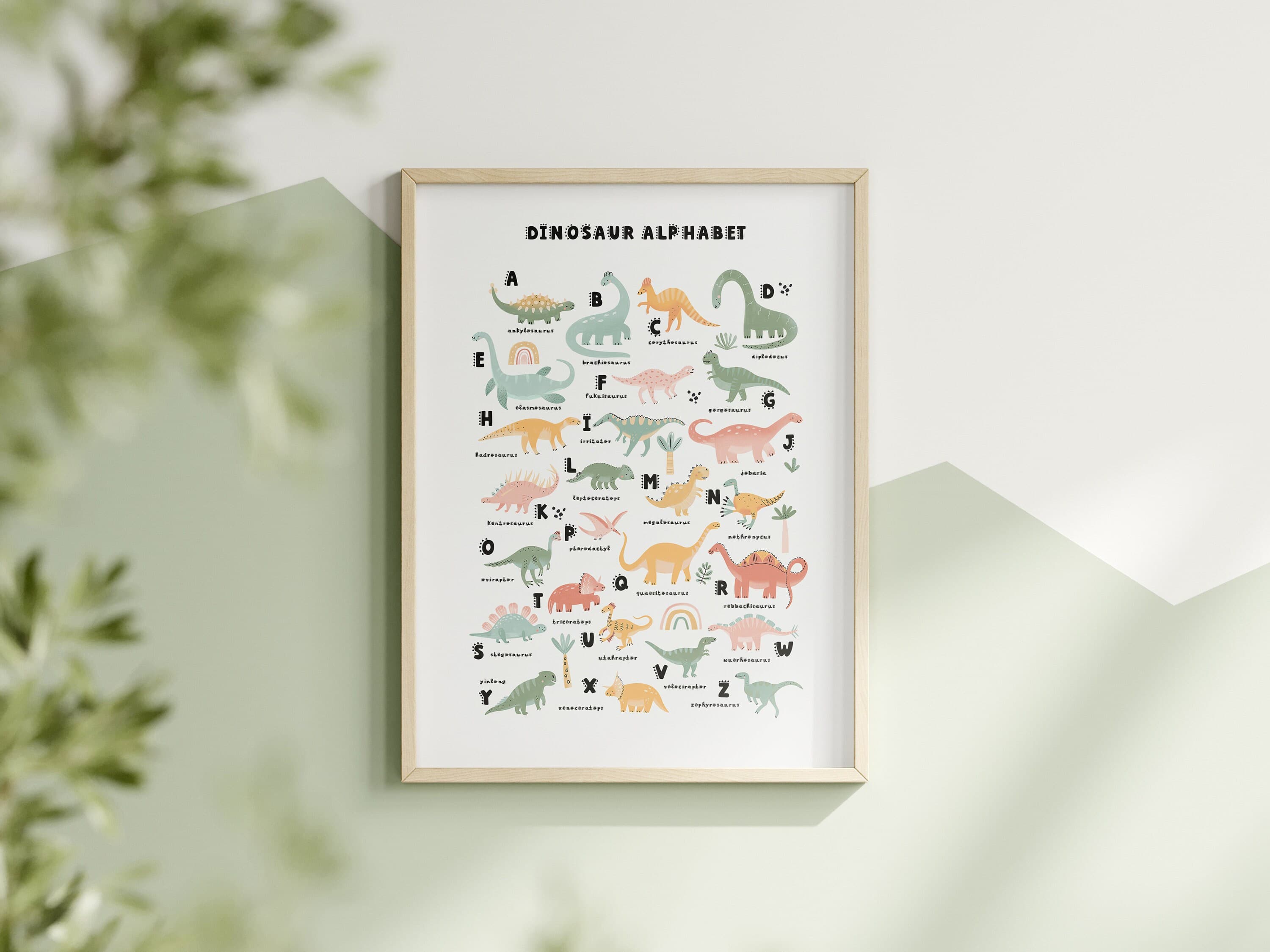Dinosaur Alphabet Print Dino Typography Dinosaur Theme Prints Gift For Boys Room