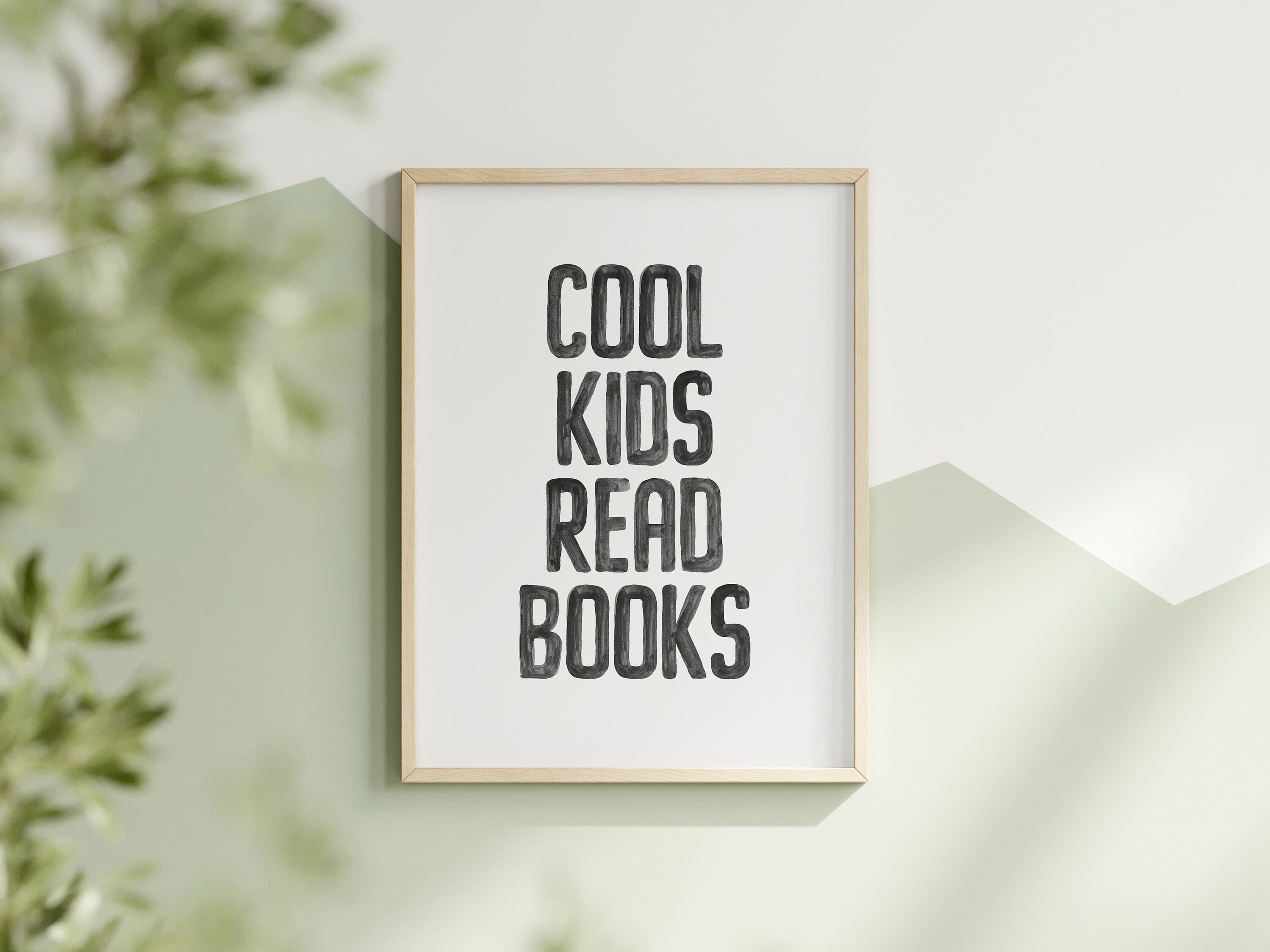 Cozy Reading Corner Printable Cool Kids Read Books Black and White Theme Watercolor Print Montessori Printables Classroom Decor