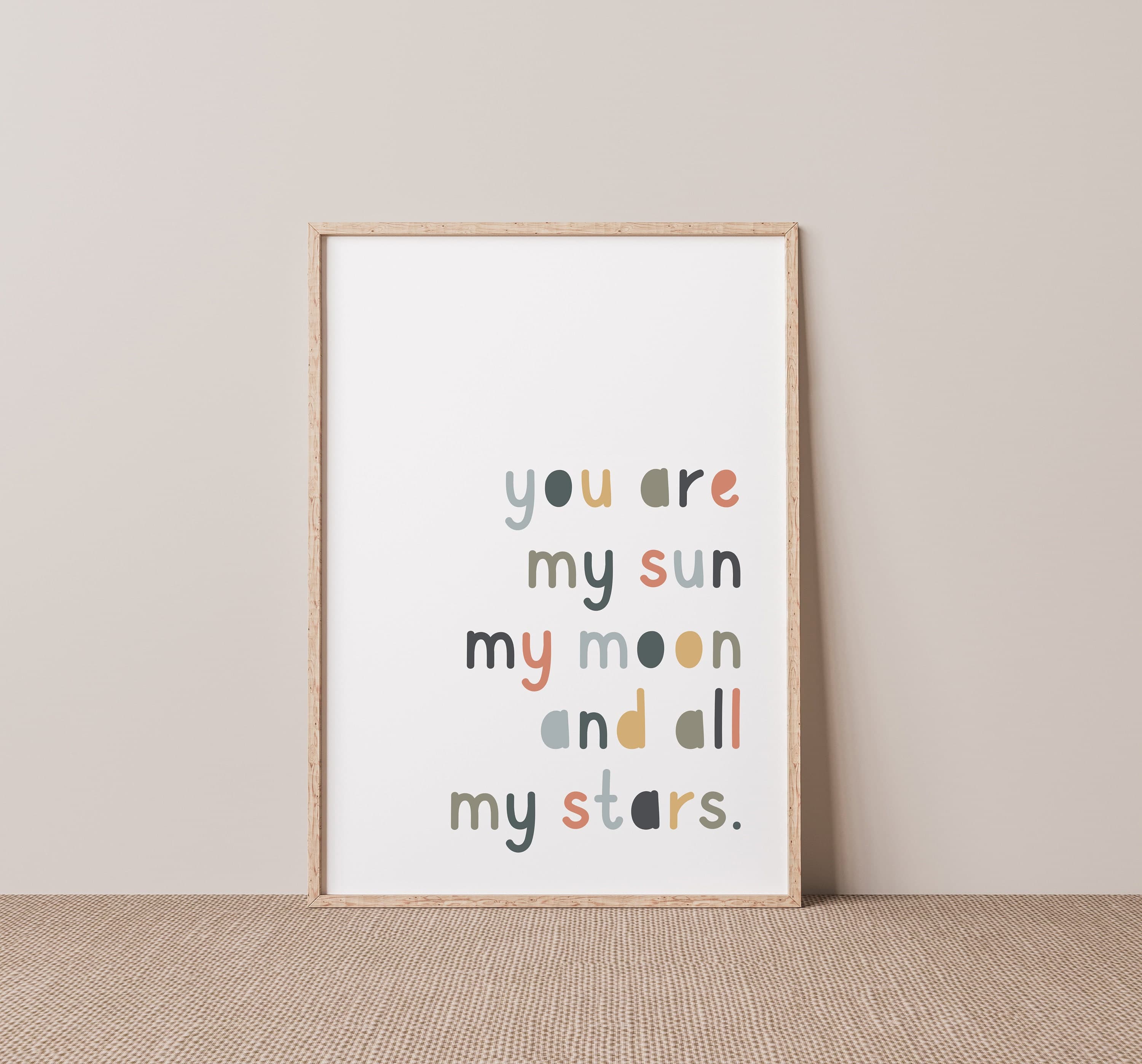 You are my sun my moon and all my stars Neutral Colour Decor Nursery Room Wall Art Playroom Boho Girl Room Printable - image 5
