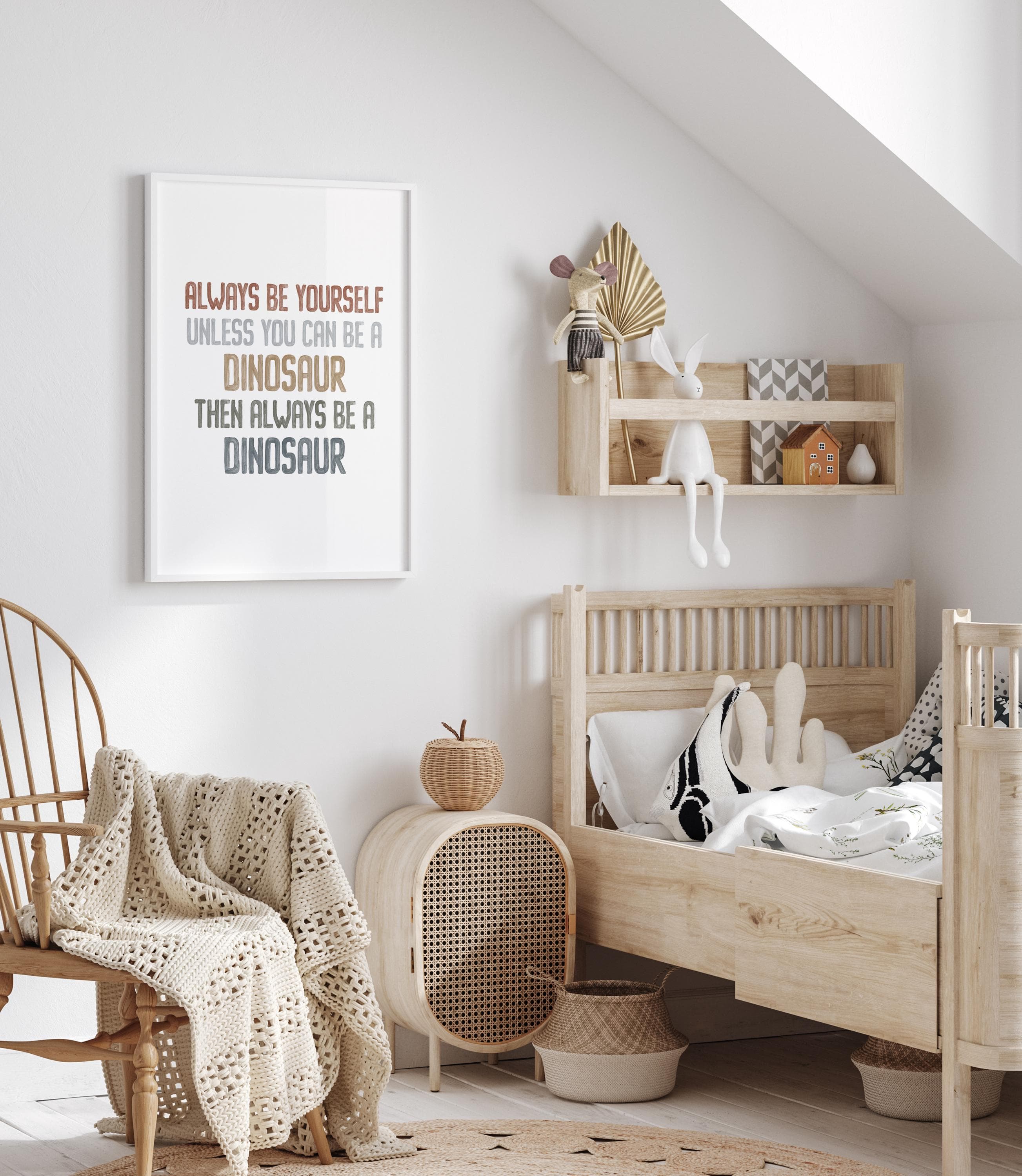 Dinosaur Kids Decor Always Be Yourself Embrace Your Inner Dino Home Accent Fun Dinosaur Wall Art for Kids Be Yourself or Be a Dinosaur - image 4
