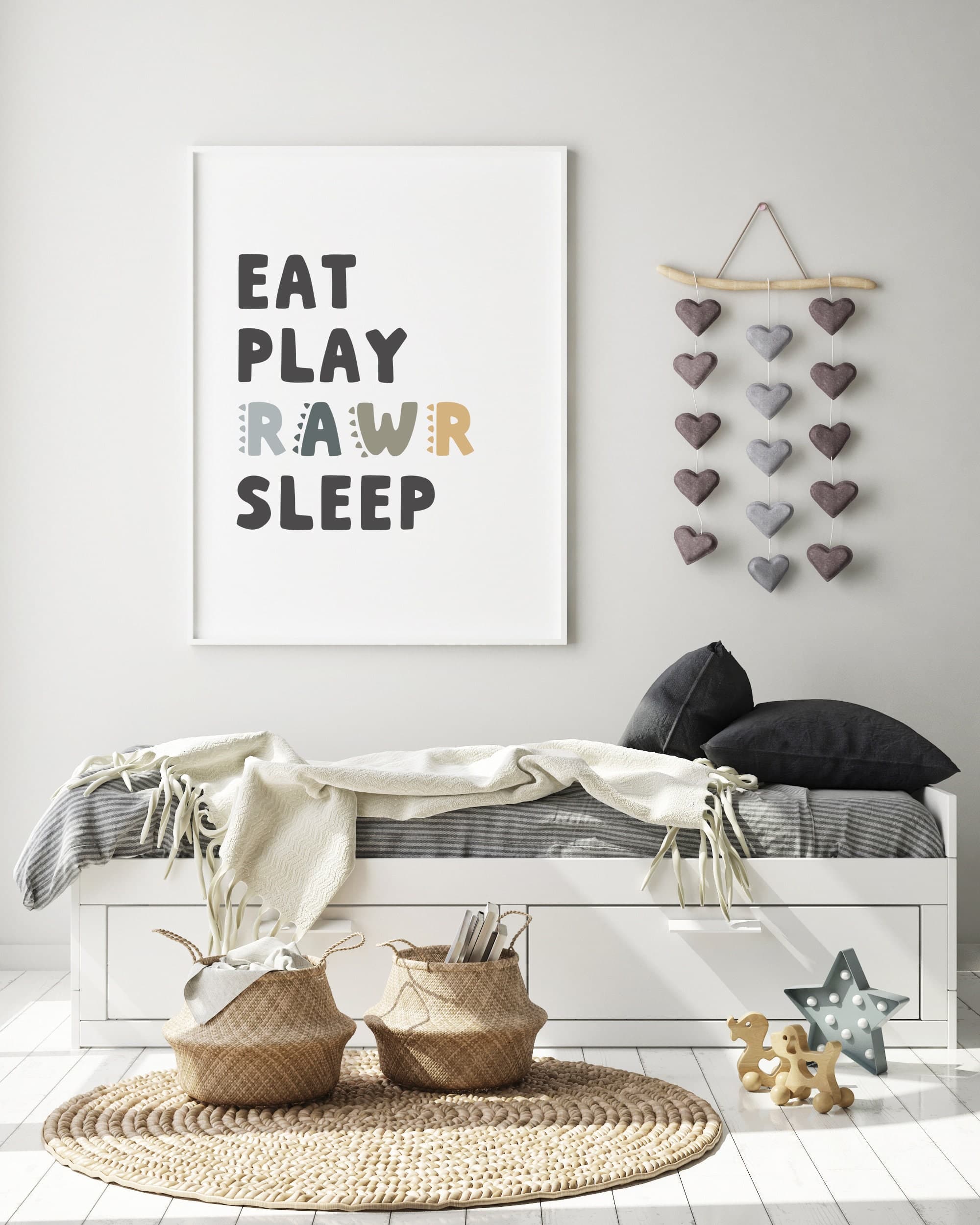 Eat Play Rawr Sleep Dinosaur Kids Room Decor Nursery Dino Printable for Boys Digital Download - image 4