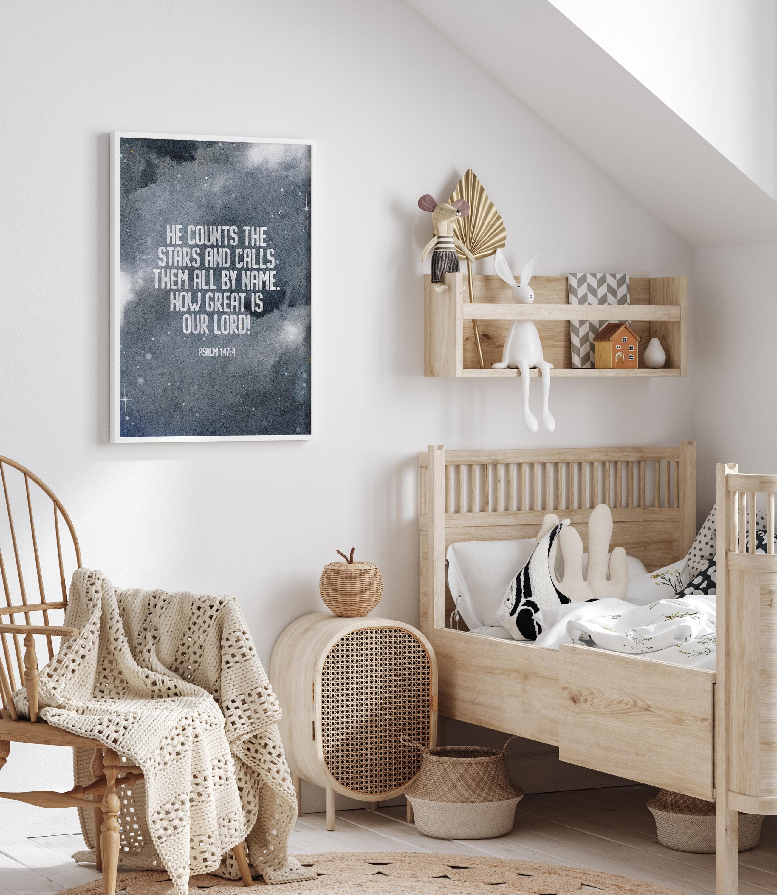 Psalm 147 4 Kids Room Printable Wall Art Bible Verse Space Nursery Decor Boy Bedroom Decor Toddler Room Decor Dark Sky - image 4
