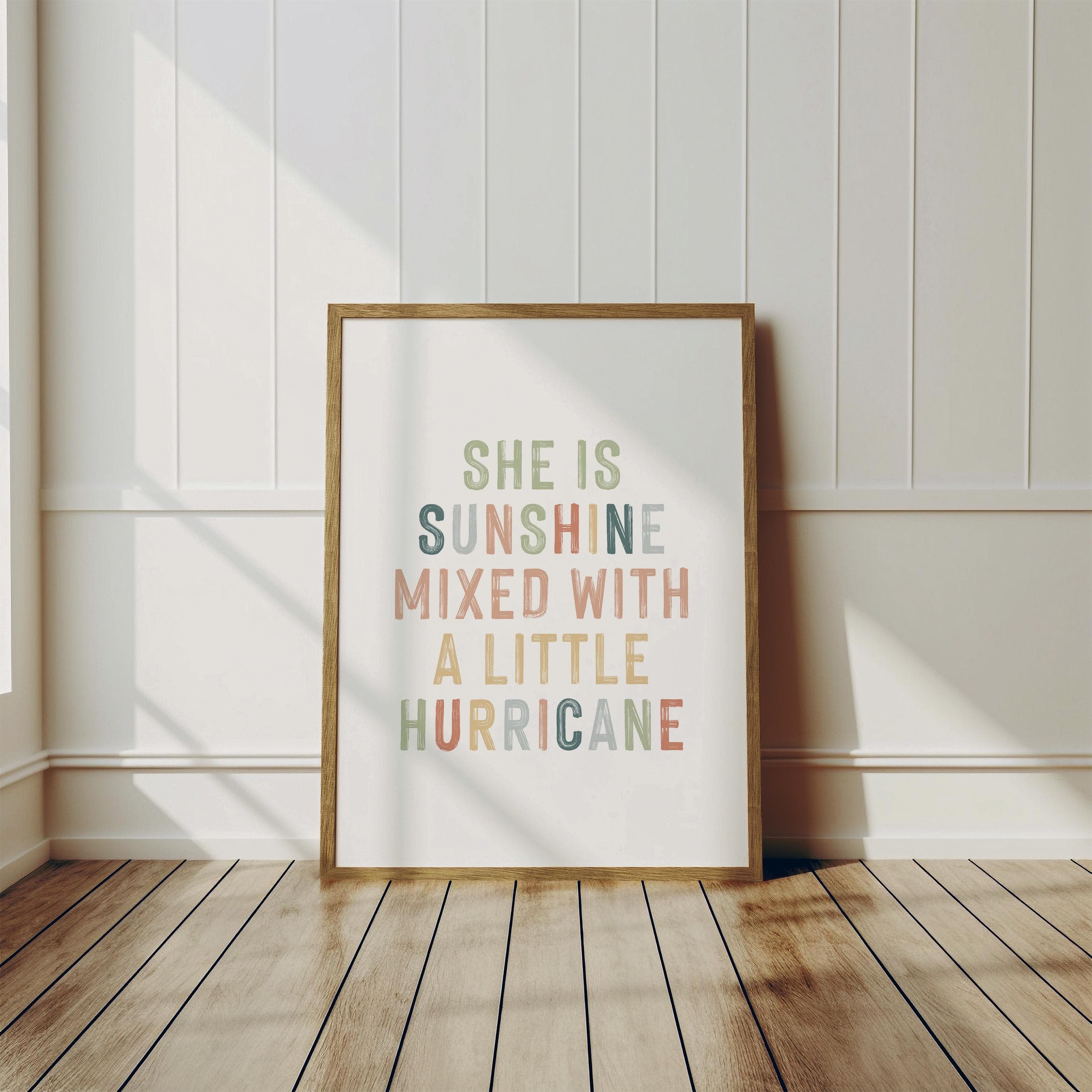 She is Sunshine & Hurricane Typography Poster Motivational Decor Inspirational Wall Art