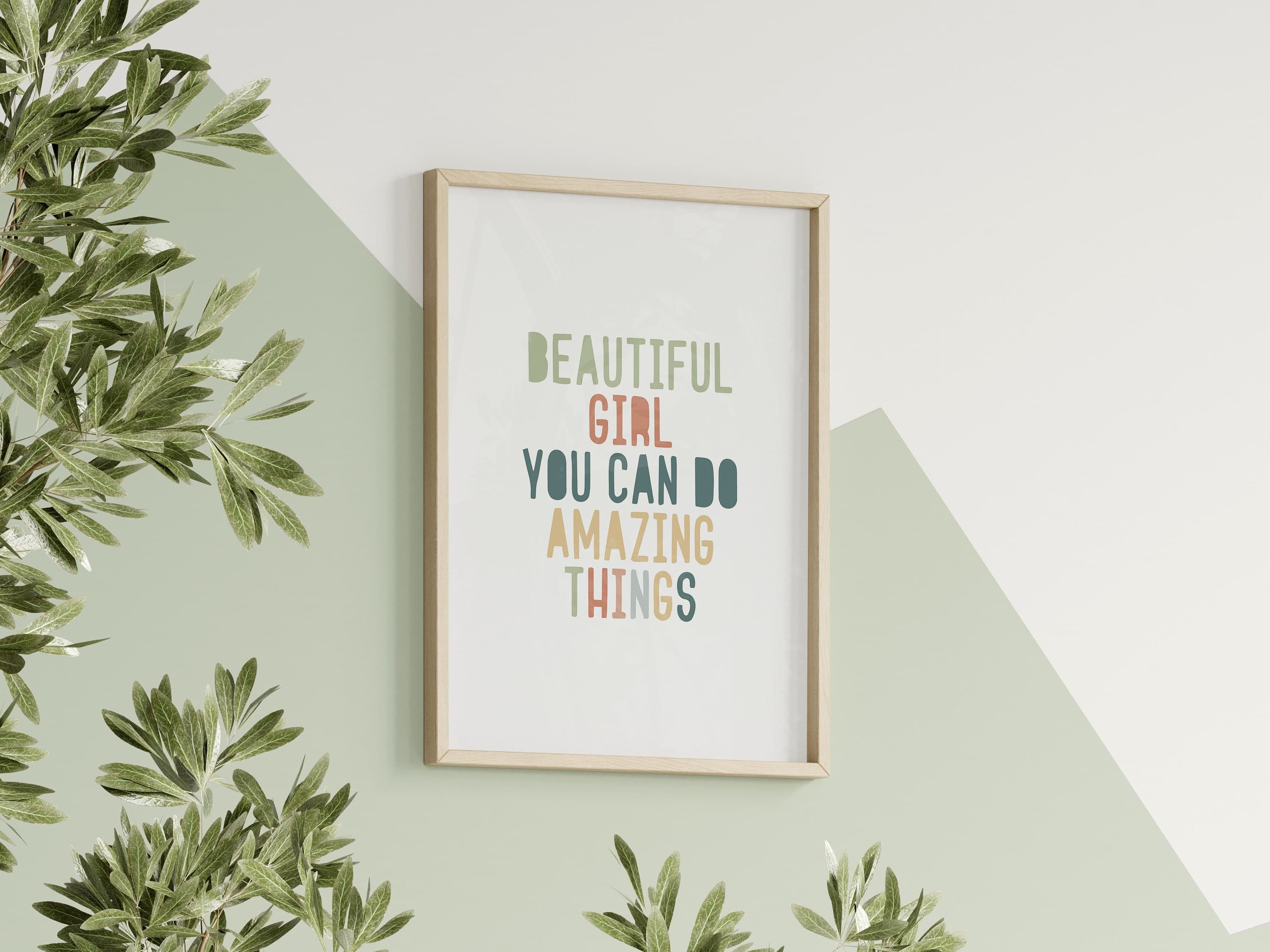 Inspirational Quote Decor Wall Art Printable for 'Beautiful Girl You Can Do Amazing Things' Digital Download - image 3
