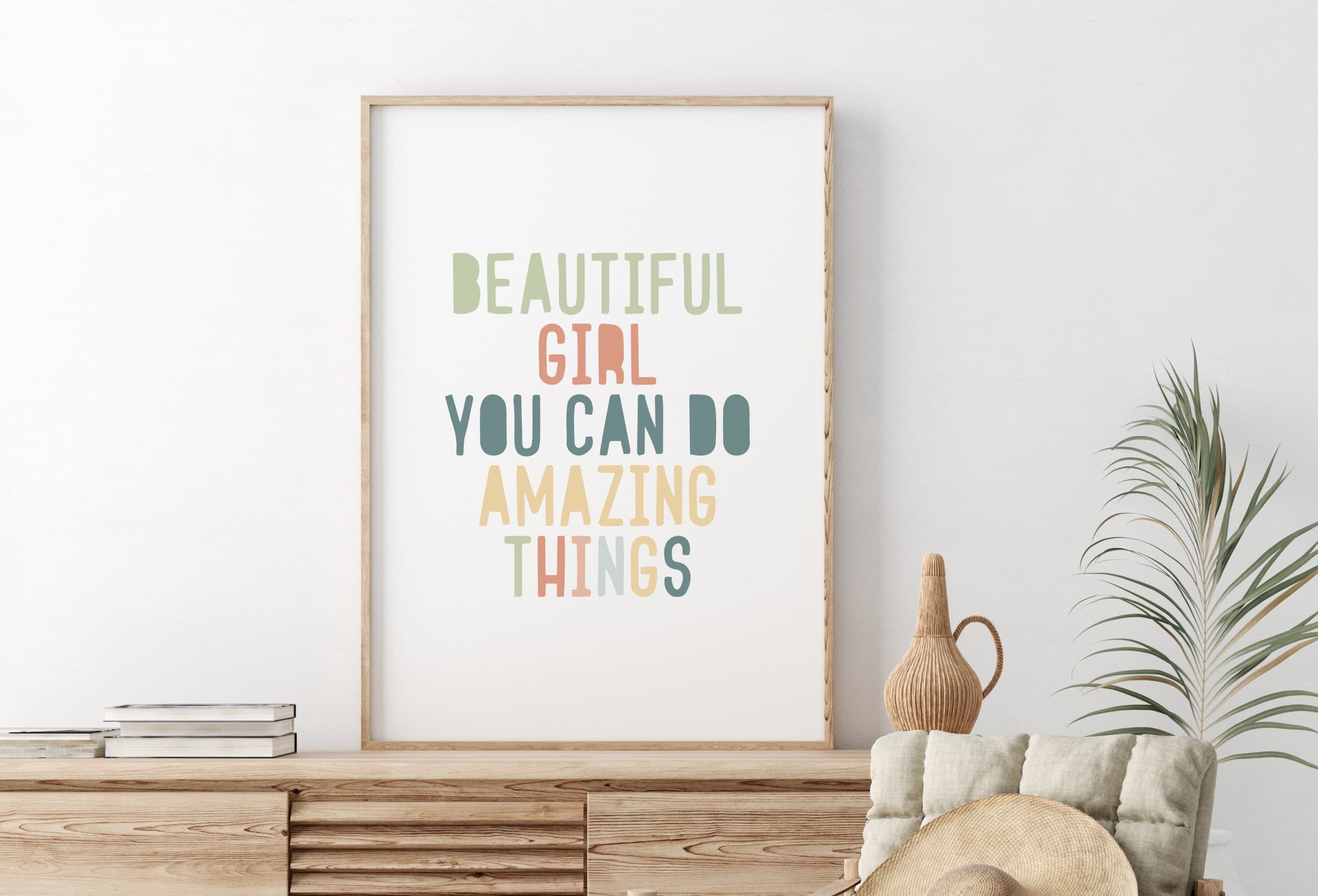 Inspirational Quote Decor Wall Art Printable for 'Beautiful Girl You Can Do Amazing Things' Digital Download - image 4