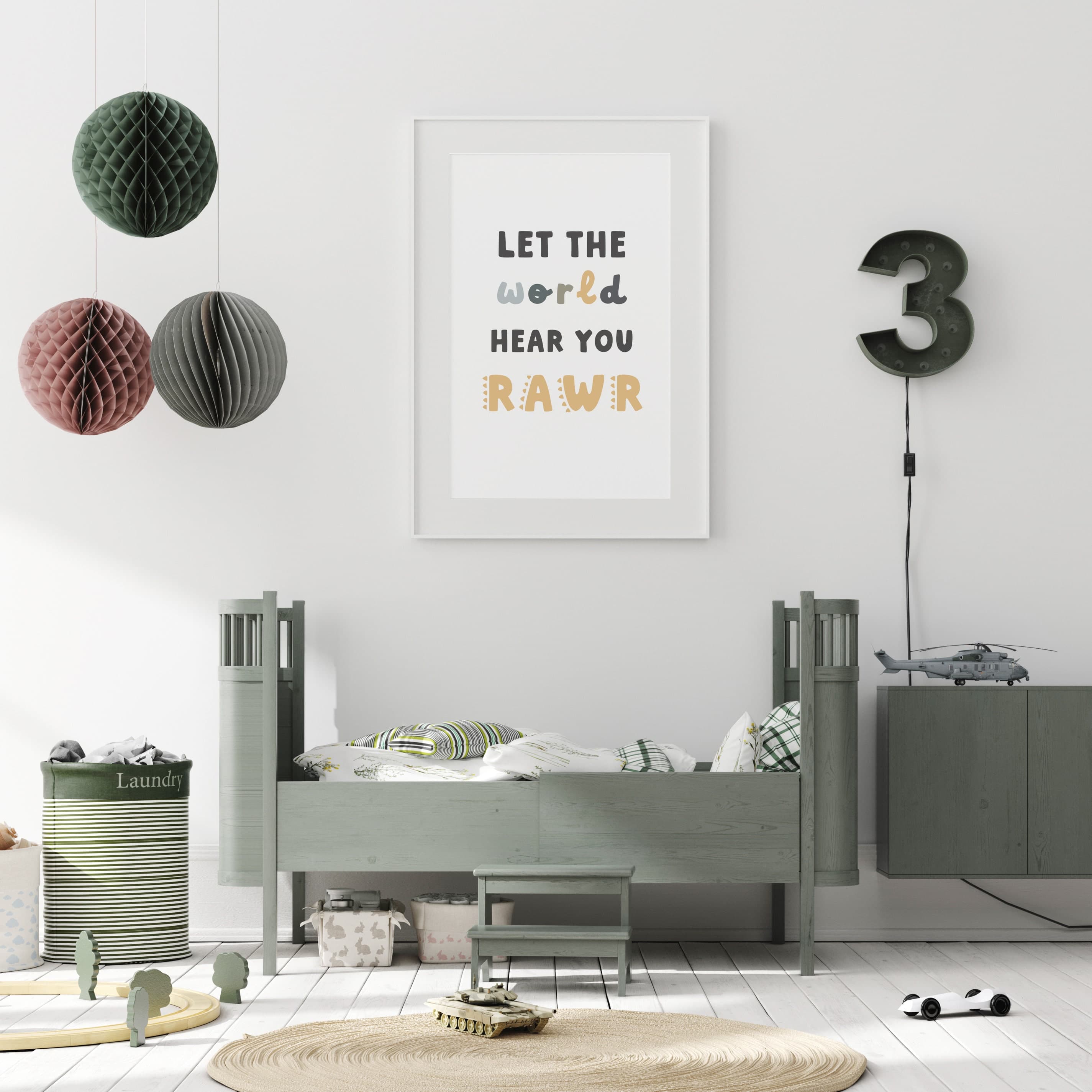 Let the world hear you RAWR Dinosaur Kids Room Decor Dino Print Nursery Printable for Boys Digital - image 5