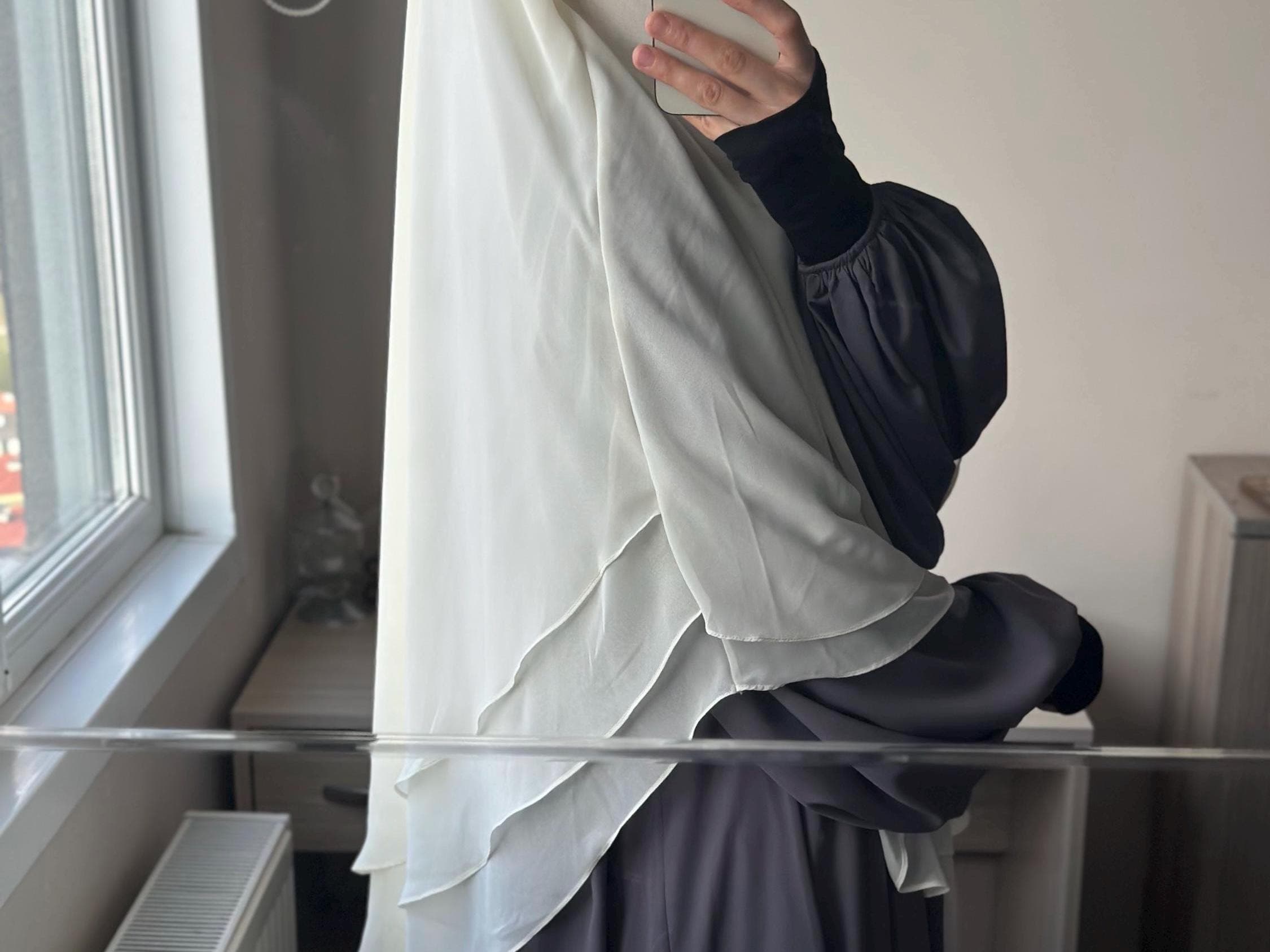 Three Layer Khimar Chiffon Diamond Triangle Hijab | Islamic Gift Eid Nikah | Niqab Ultra Soft Breathable Drapey Lightweight - image 5