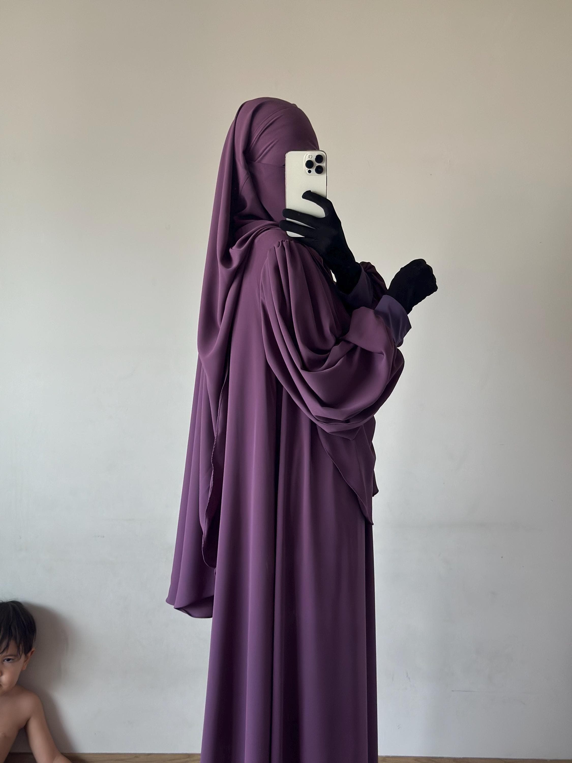 Abaya Set Hijab Khimar | Loose Extra Wide Skirt Balloon Sleeve | Lightweight Breathable Summer | Ramadhan Eid Nikah Birthday Gift | ALHISHMA