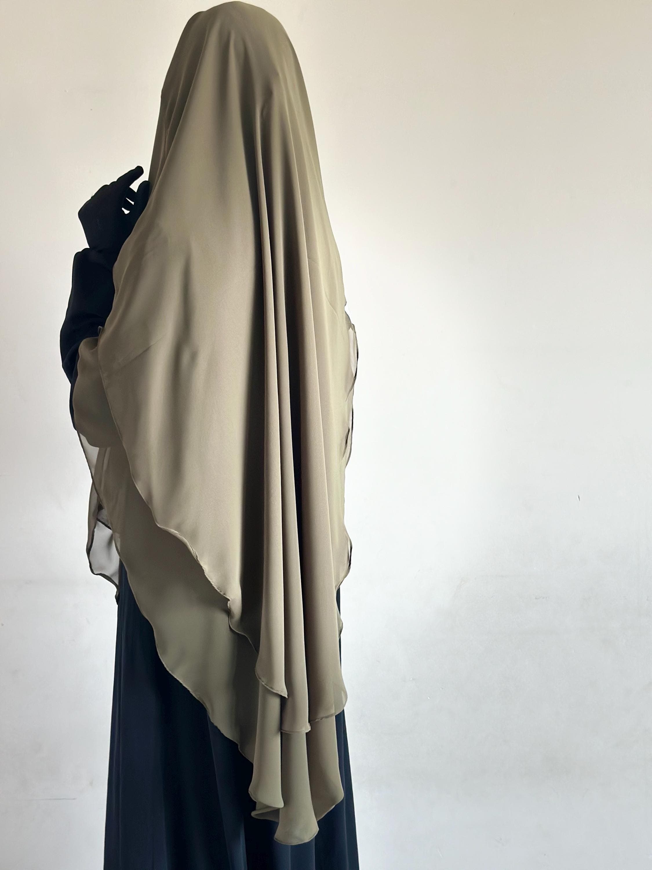 Two Layer Chiffon Oval Khimar in Multiple Colors - Elegant, Lightweight & Modest Islamic Clothing for Special Days Eid Ramadhan Nikah