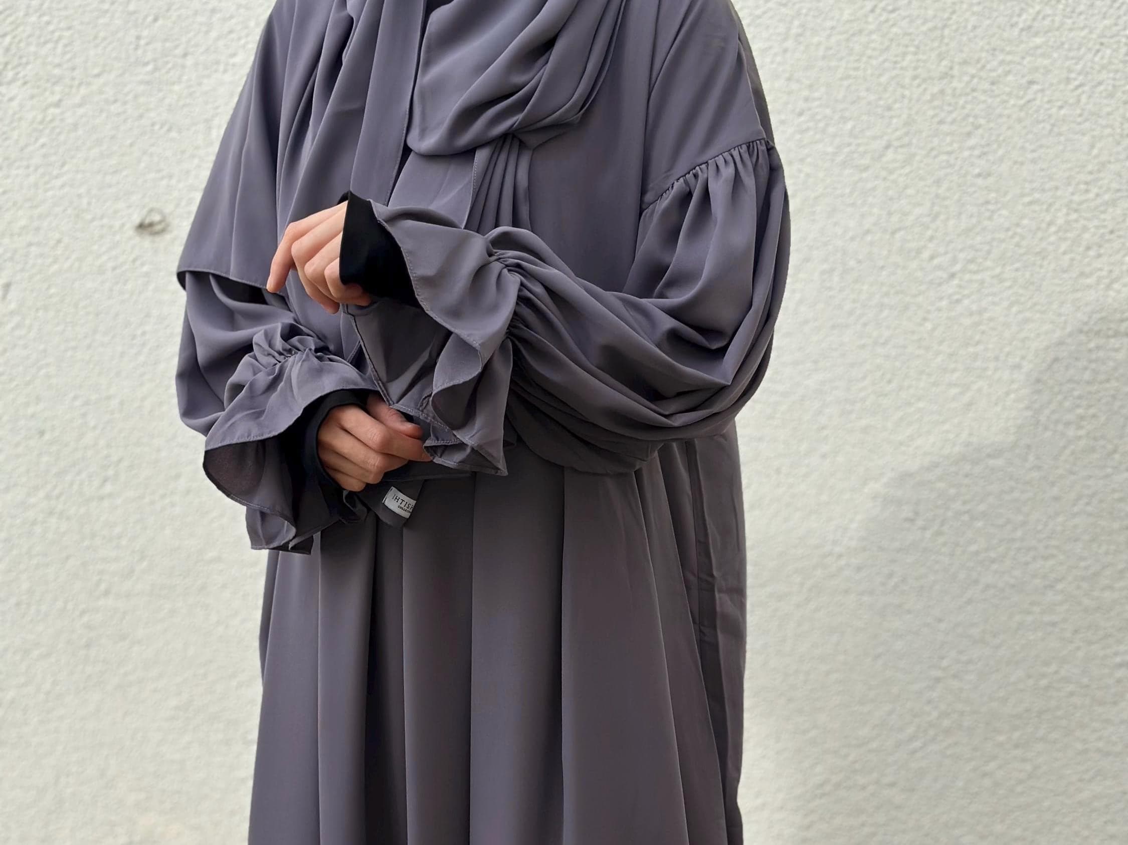 Abaya Set Hijab Khimar | Jilbab Ruffle Sleeve Wide Skirt | Lightweight Breathable Summer | Ramadhan Eid Nikah Birthday Gift | ANIQAH ABAYA