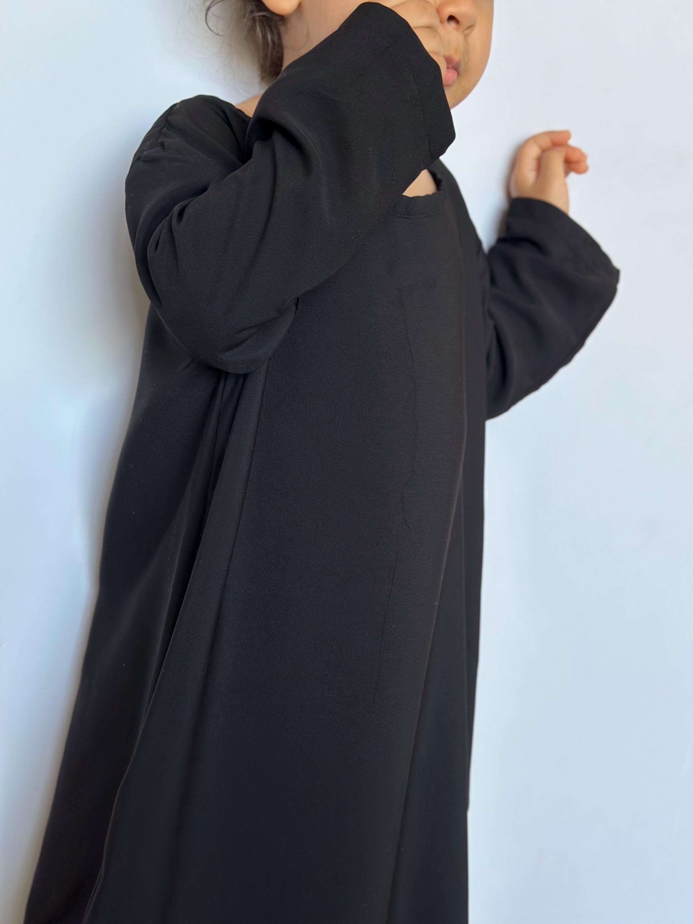 Children Kid's Black Abaya Muslim Modest Dress - image 3
