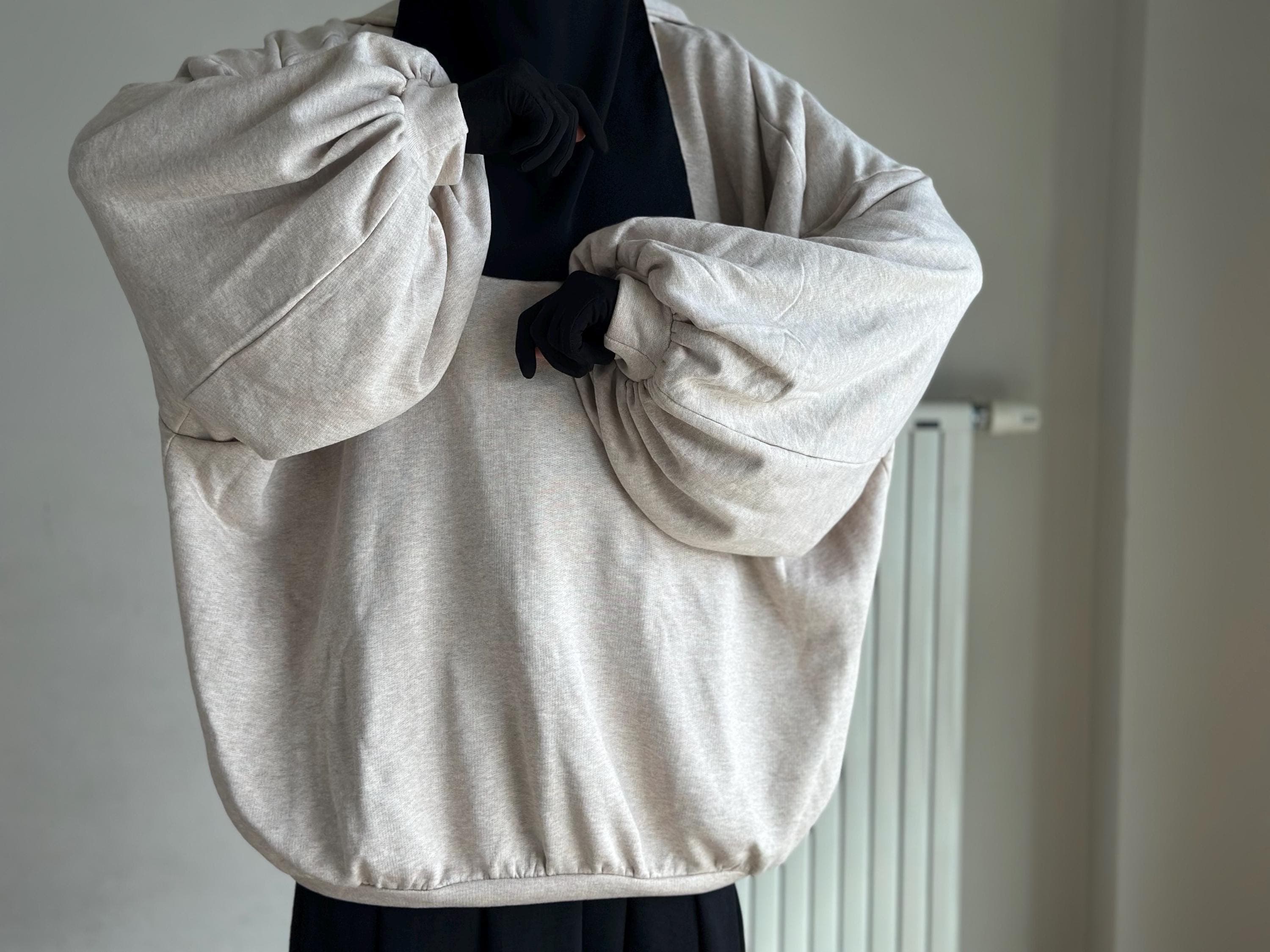 Modest Islamic hoodie featuring an extra wide and loose fit for ultimate comfort and style, perfect for modest fashion abaya coat