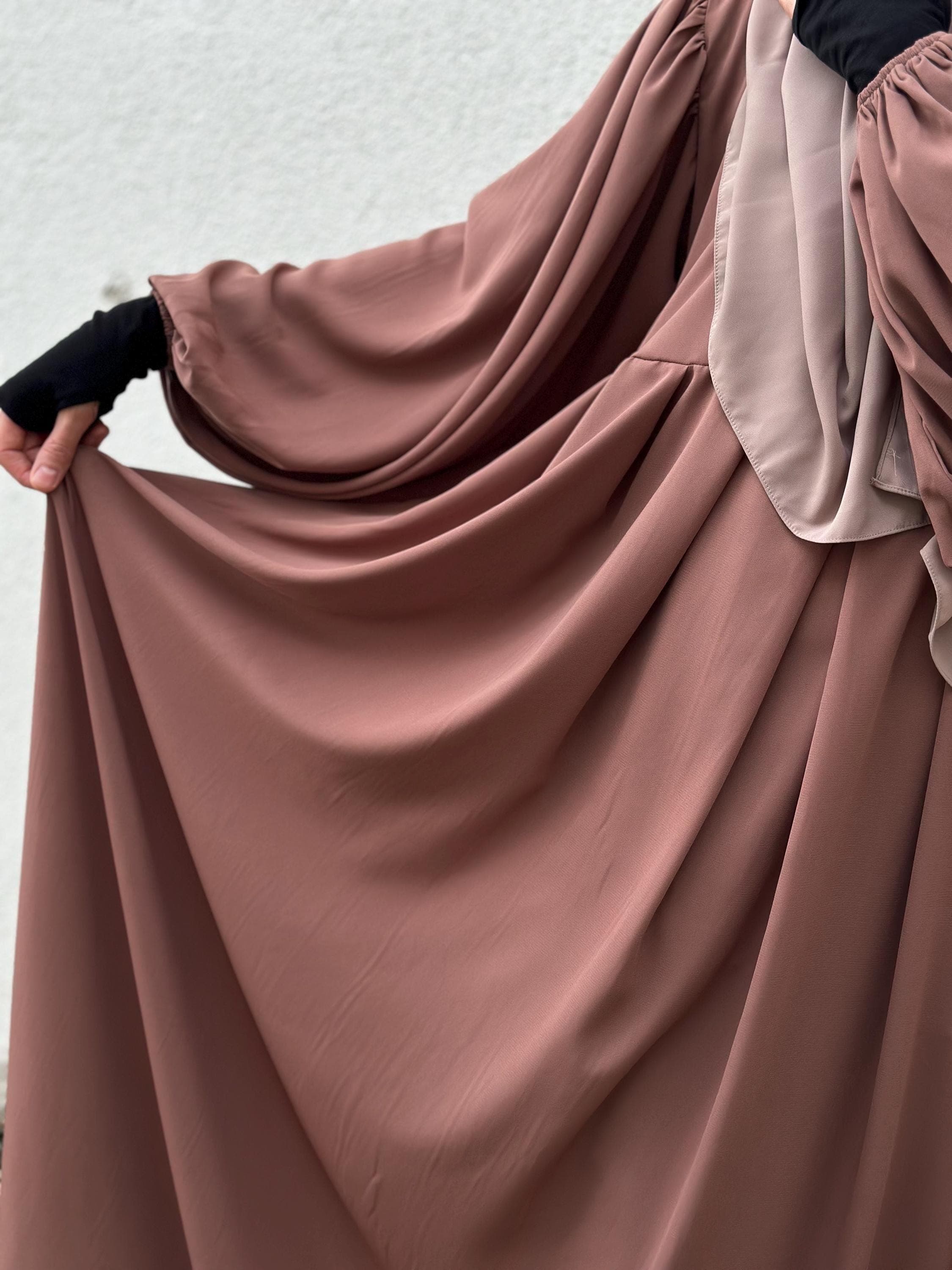 Abaya Set Hijab Khimar | Jilbab Elastic Sleeve Wide Skirt | Lightweight Breathable Summer | Ramadhan Eid Nikah Birthday Gift | RASHIQA ABAYA