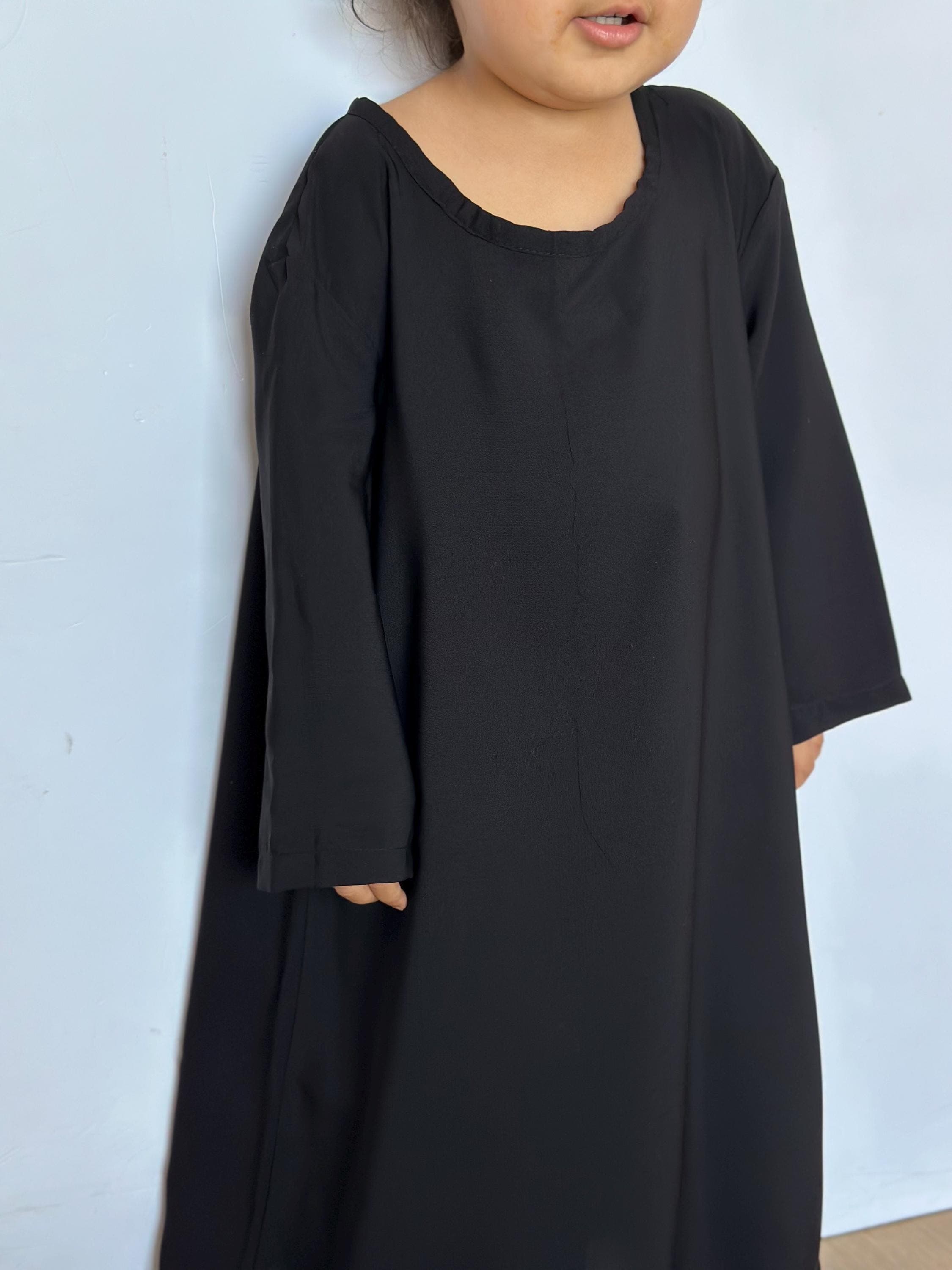 Children Kid's Black Abaya Muslim Modest Dress