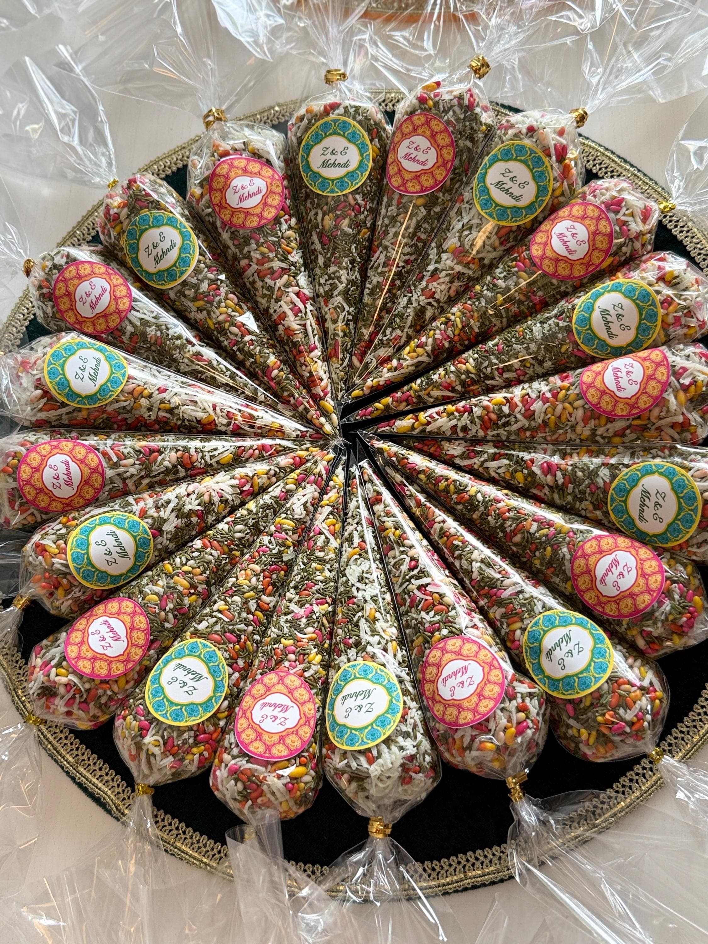 Customizable Sonf Cone Wedding Favors/ Mehndi/Dholki Stickers