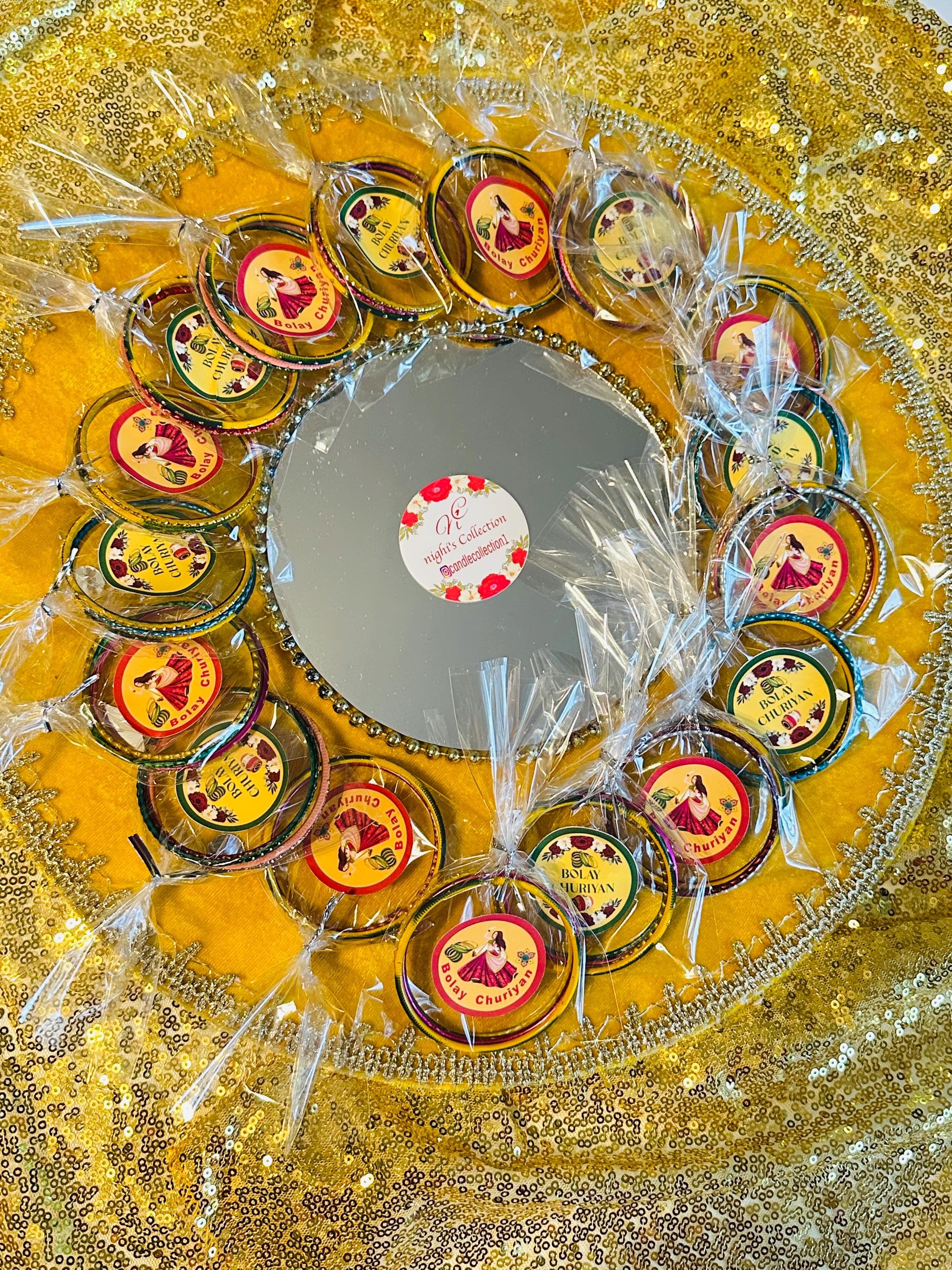 Churiyan/ Bangles/ Mehndi Bangles with Decorative Velvet Thaal / Dholki Favors/ Colorful Bangles/ Wedding Festival Jewelry