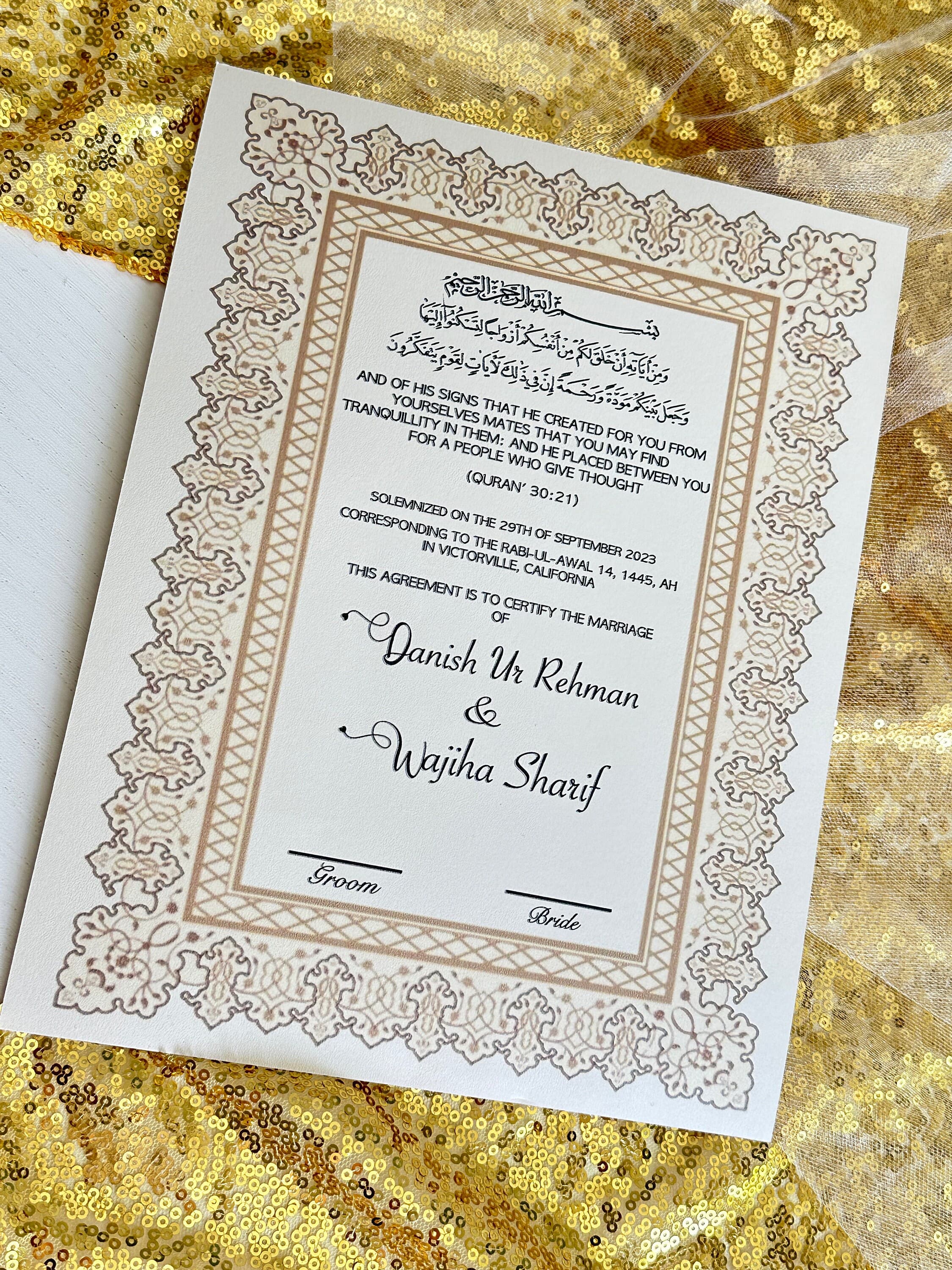 Luxury Nikkah Certificate with folder and Decorative Ostrich Feather Pen. - image 3
