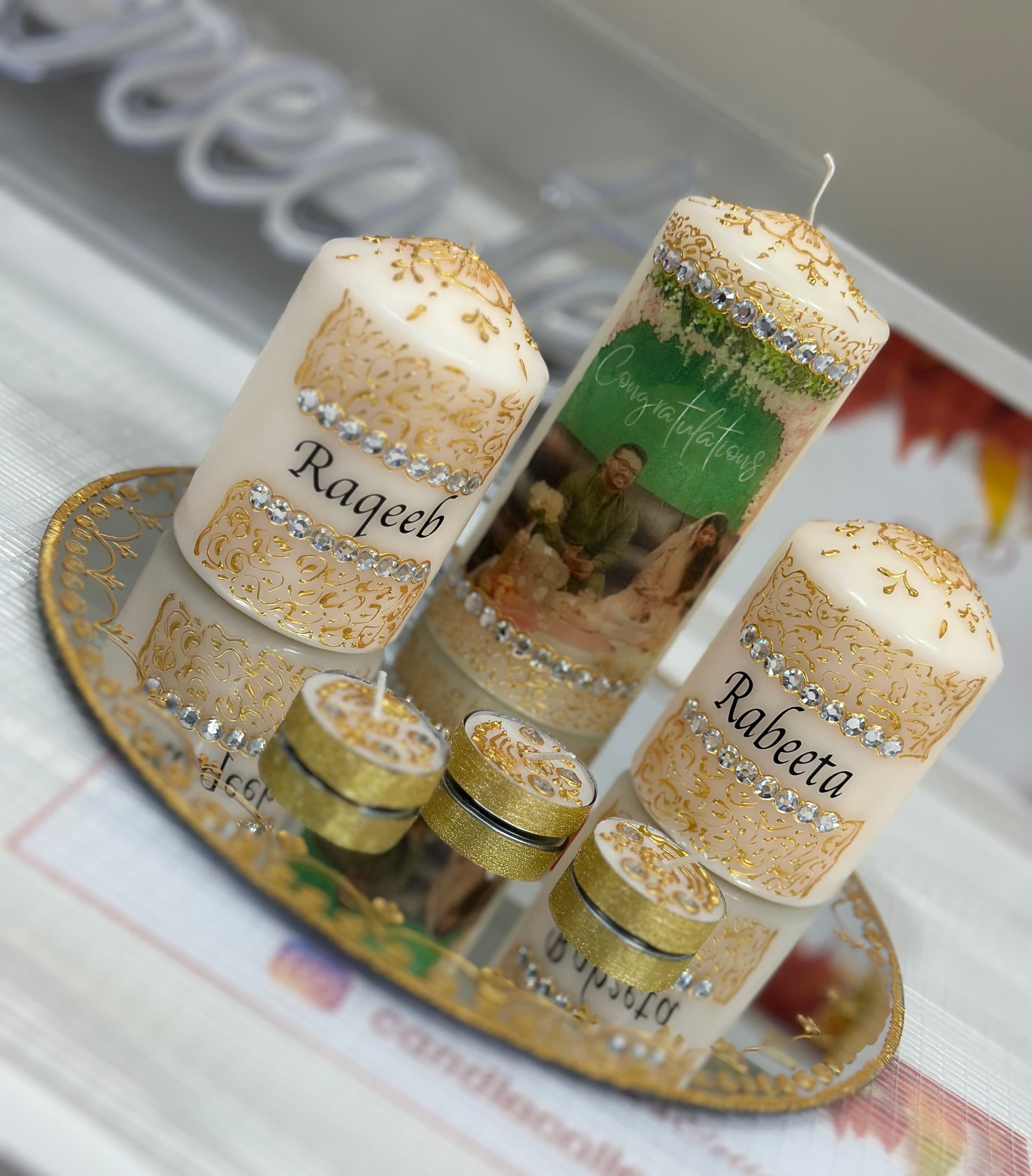 Wedding  Picture & Name Candles