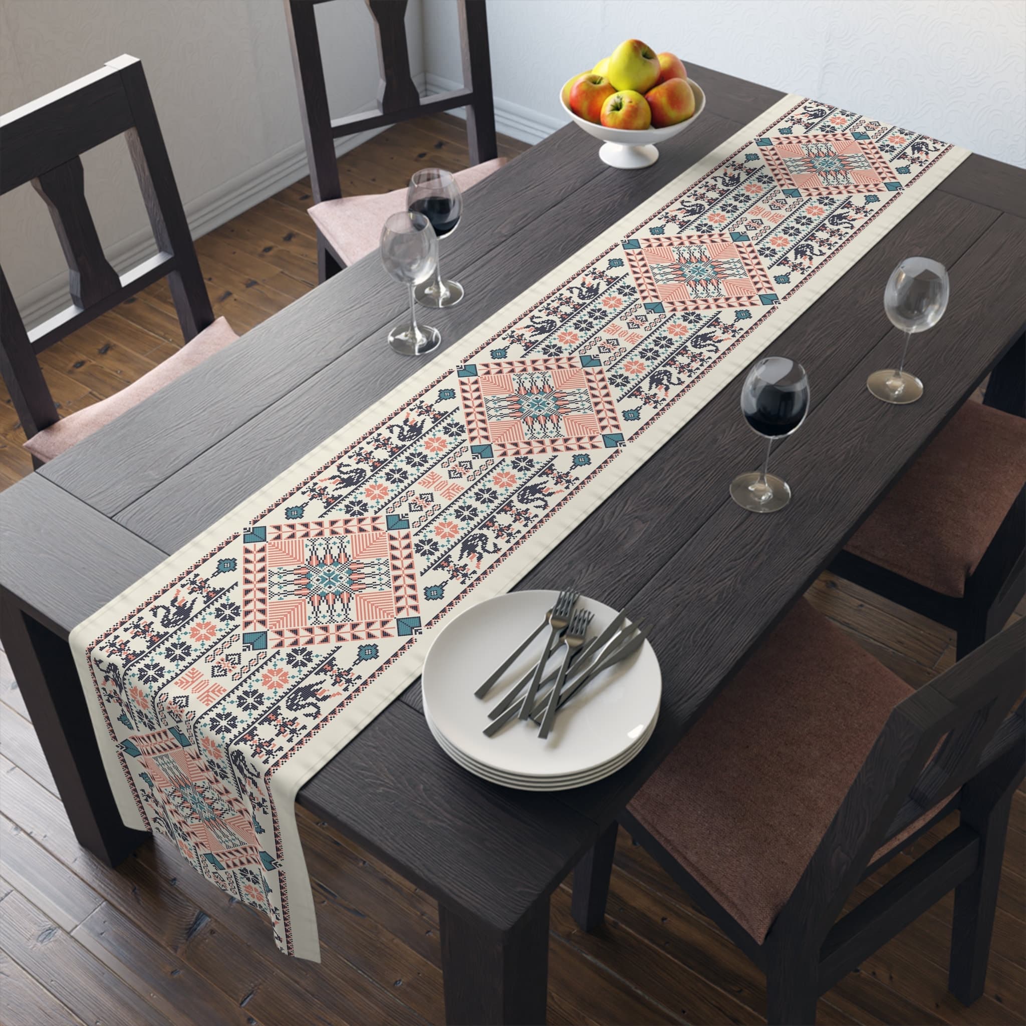 Palestinian Tatreez Table Runner: Henna Party Decor