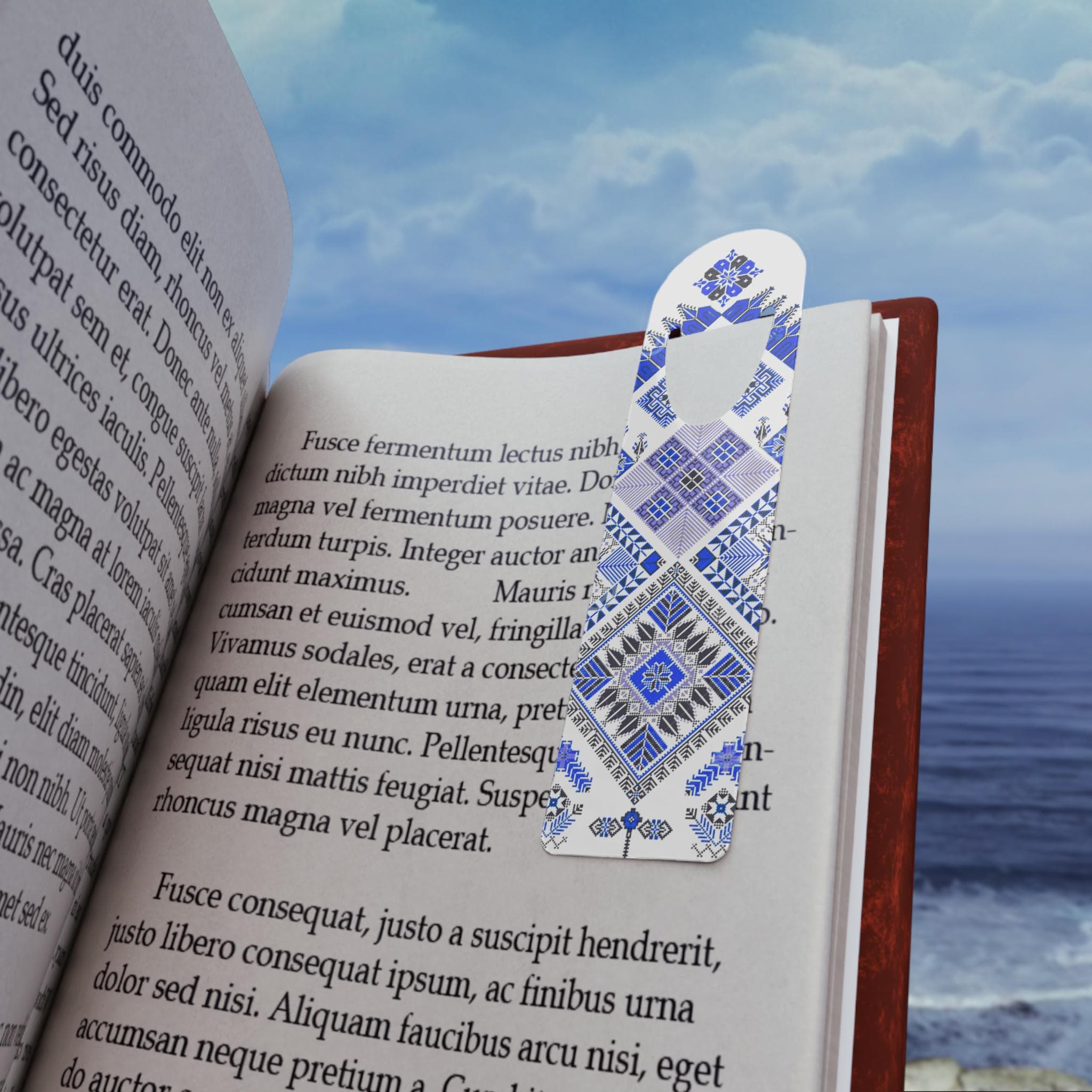 Middle Eastern Design Bookmark: Elegant Blue Patterned Page Marker