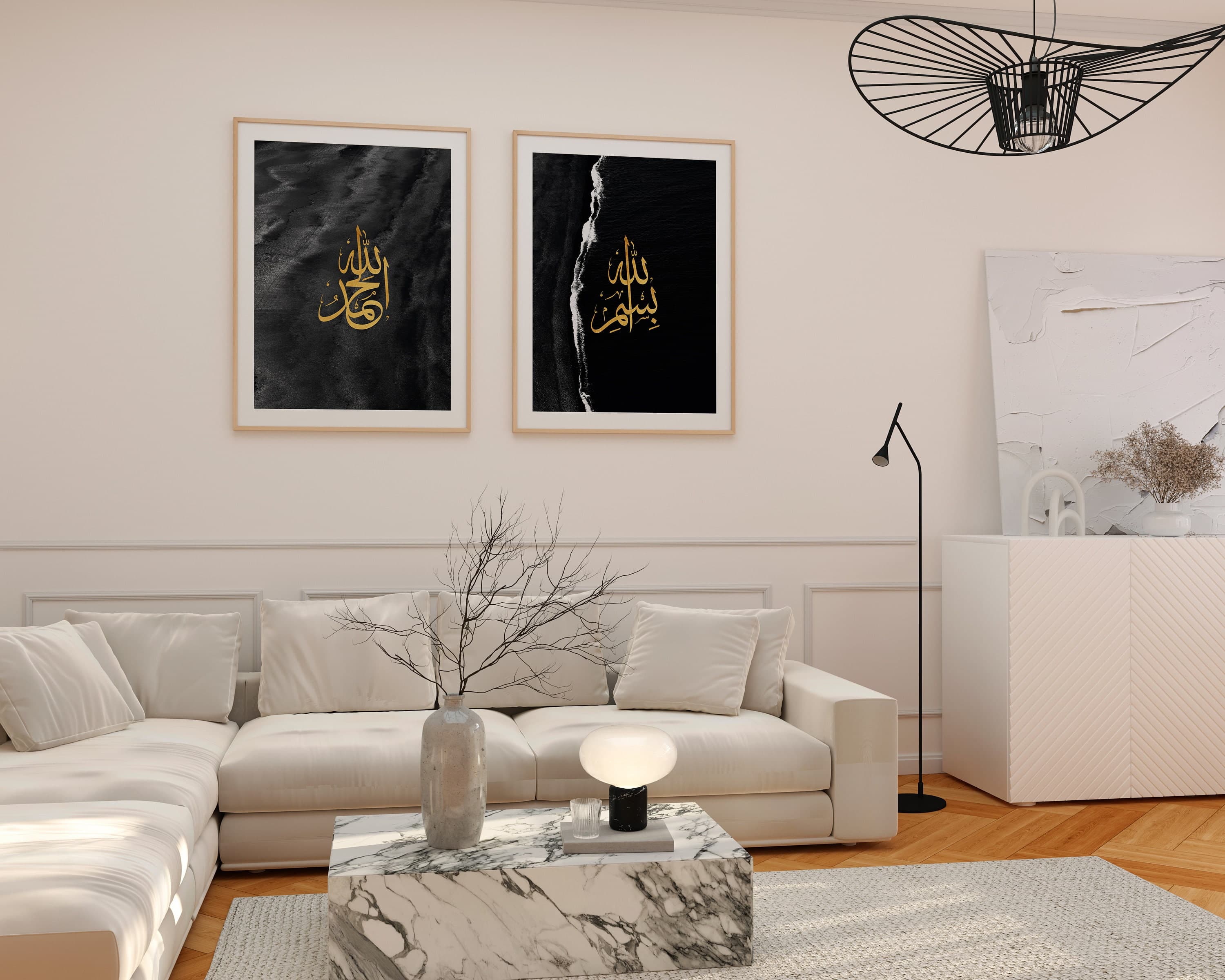 Alhamdulillah Islam Wall Art, Bismillah Black Sea and Sand Wall Art, Islamic Mural Wall Art, Muslim Living Room, Digital Download, Eid Gift - image 5