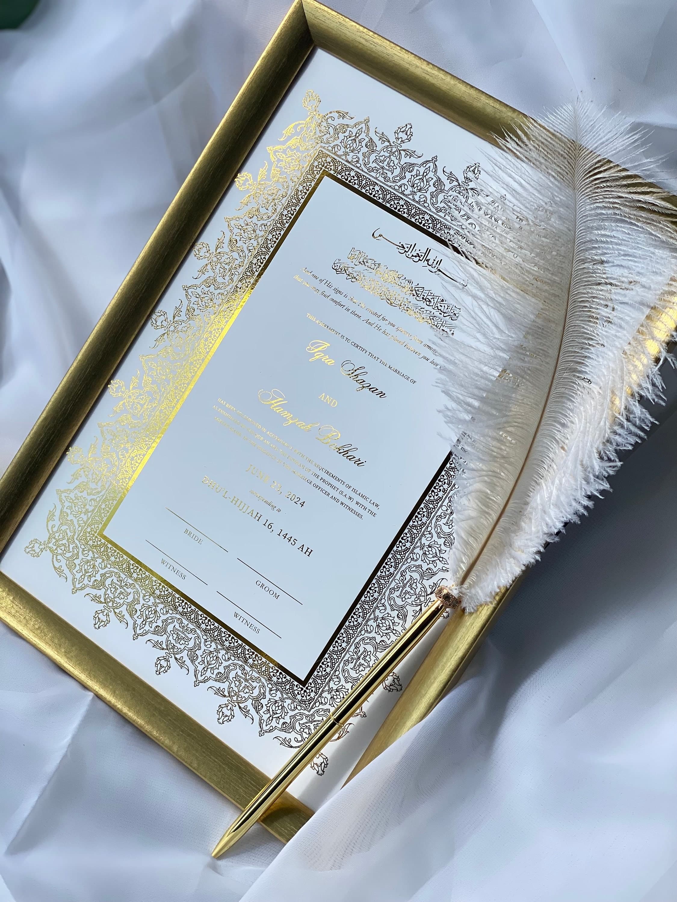 Luxury Foiled Nikkah Certificate: Personalized Muslim Marriage Keepsake - image 4