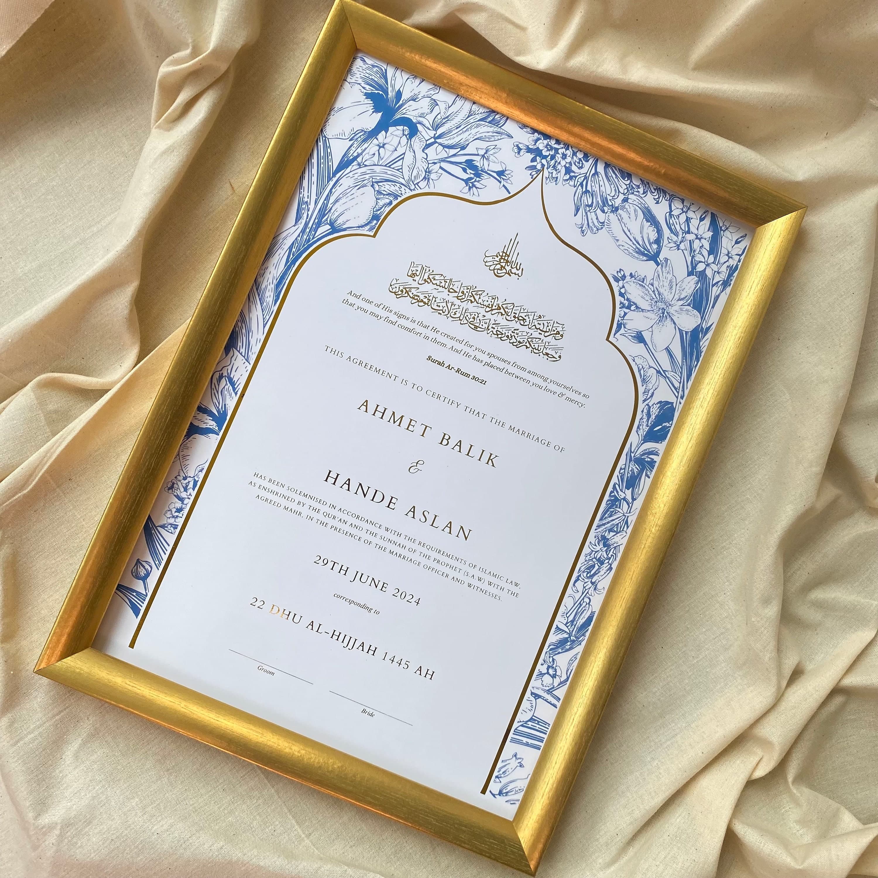 Luxury Foiled Nikah Certificate: Personalized Muslim Marriage Contract (A4) - image 5
