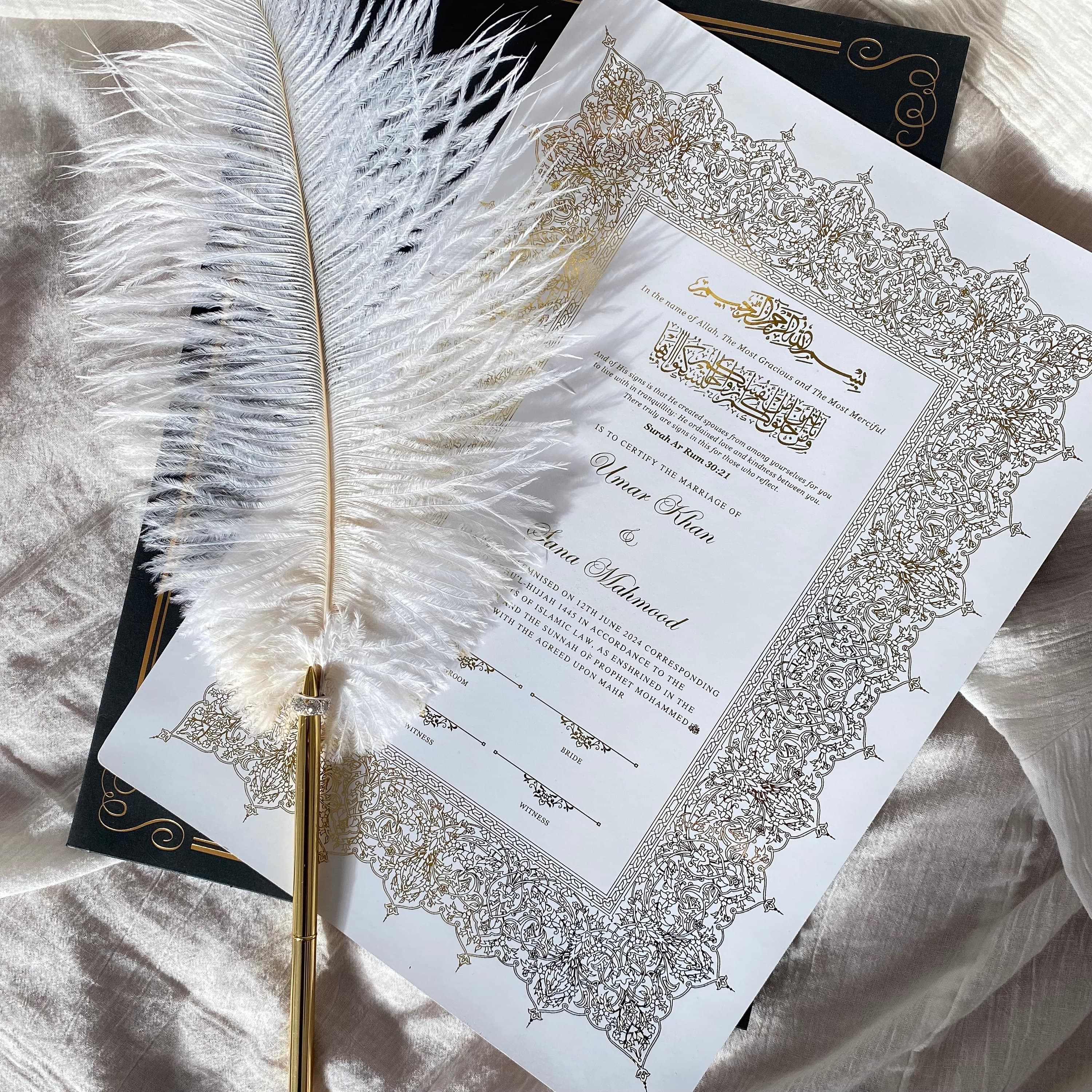 Foiled Nikkah Certificate: Personalized Islamic Wedding Contract